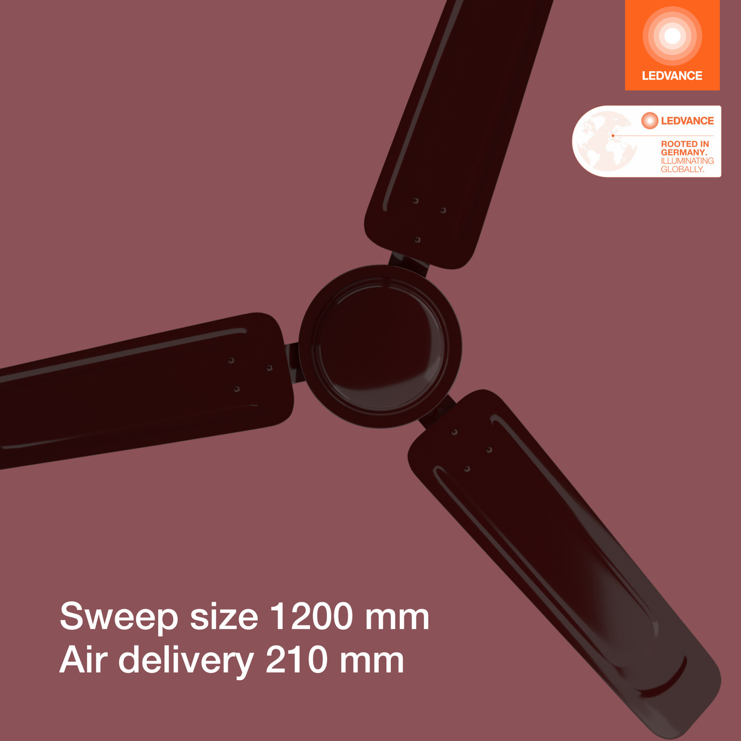 Image of ledvance Windy Ceiling Fan | 400 RPM High Speed | 1200mm | Heavy Motor | BEE Star Rated with 2 Year Warranty Ultra High Speed 1200 mm Ceiling Fan