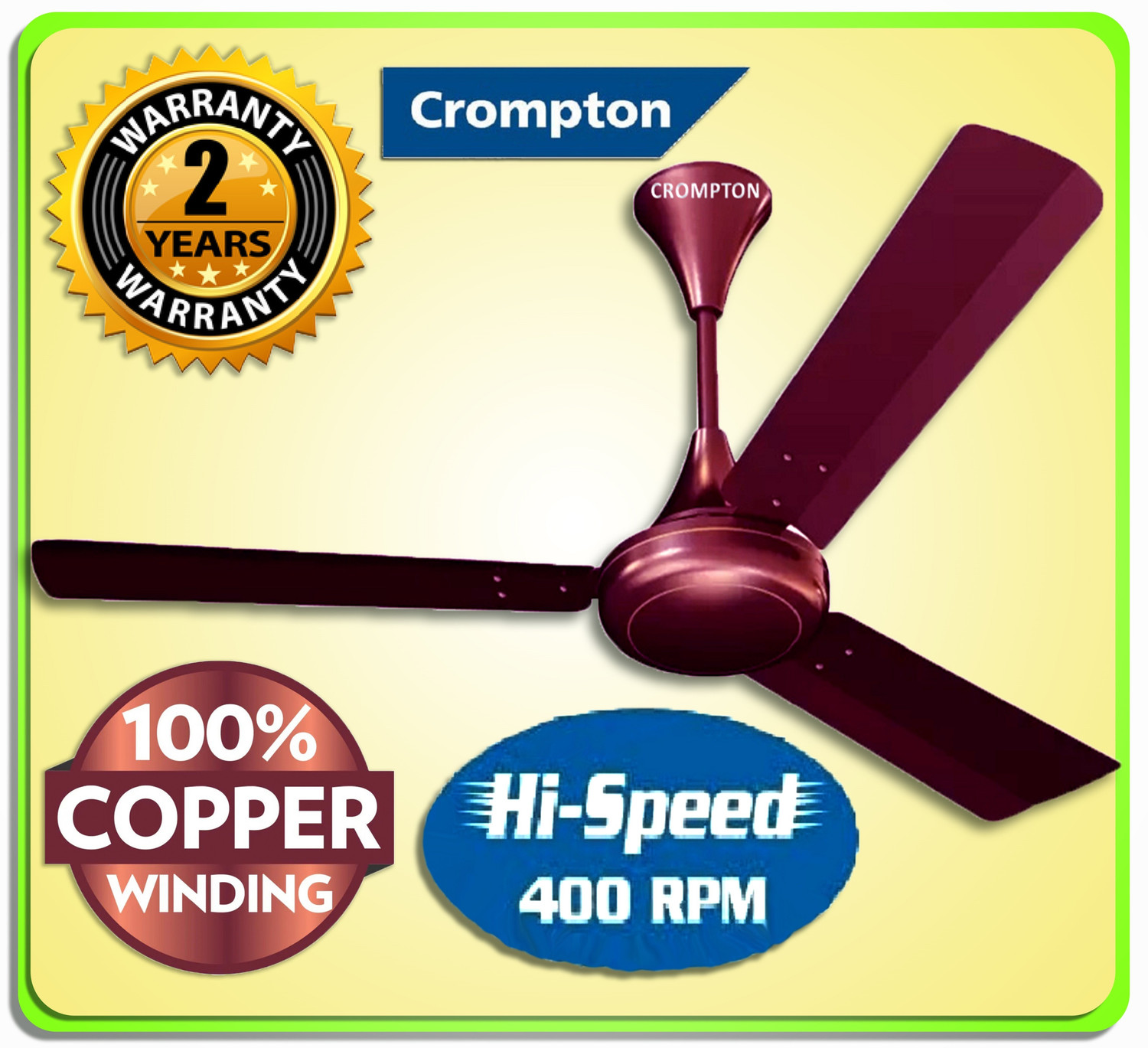 Image of Crompton SUREBREEZE 400 RPM HS Plus Super HIGH SPEED 100% COPPER MOTOR LONGER LIFE95 with 24 Months Warranty Energy Saving 1200 mm Ceiling Fan