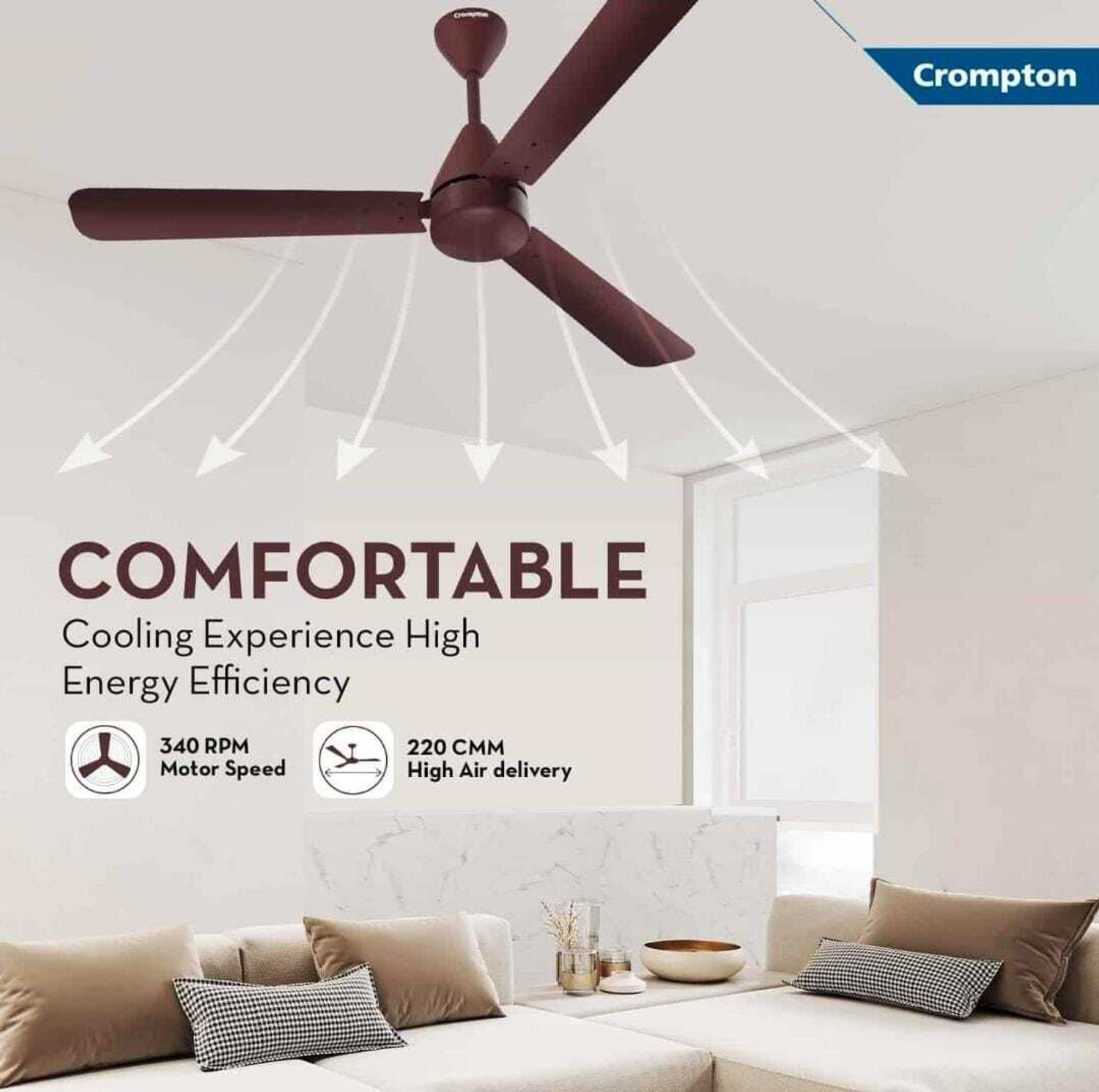 Image of Crompton EN COOKIE 48 5S with 3 Year Warranty 1200 mm Ceiling Fan