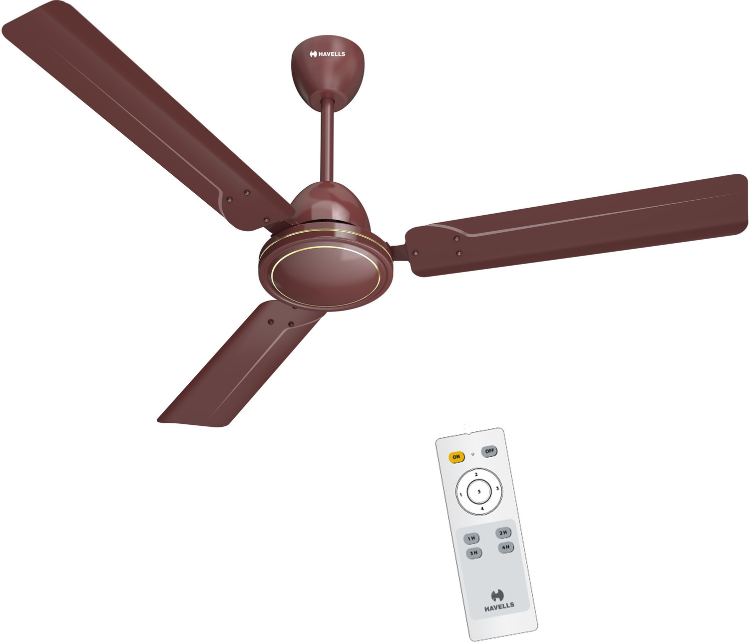 Image of HAVELLS Artemis BLDC with 2 Year Warranty BLDC Motor with Remote 1200 mm Ceiling Fan (5 Star | Brown | Pack of 1)