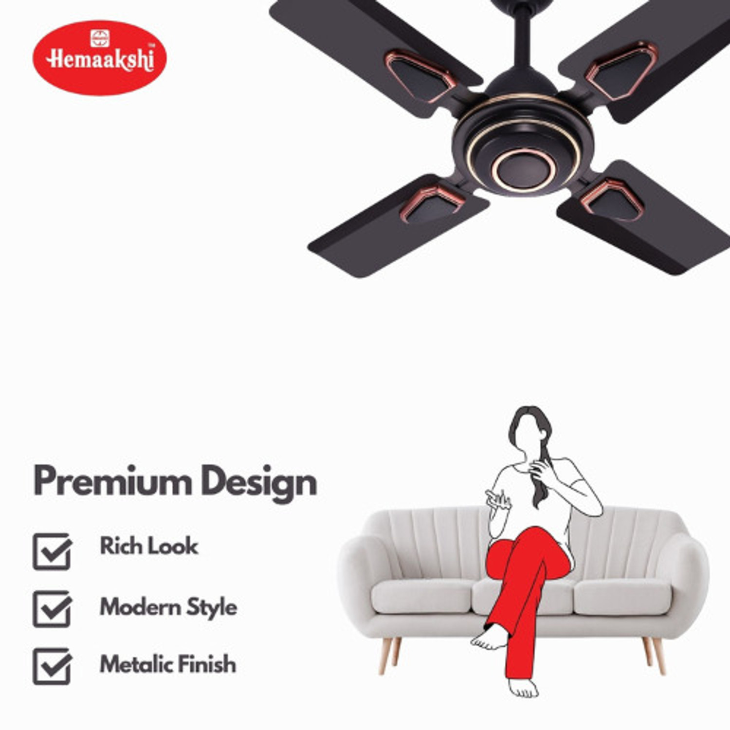 Image of HEMAAKSHI DELUXE with 2 Months Warranty Ultra High Speed 610 mm Ceiling Fan