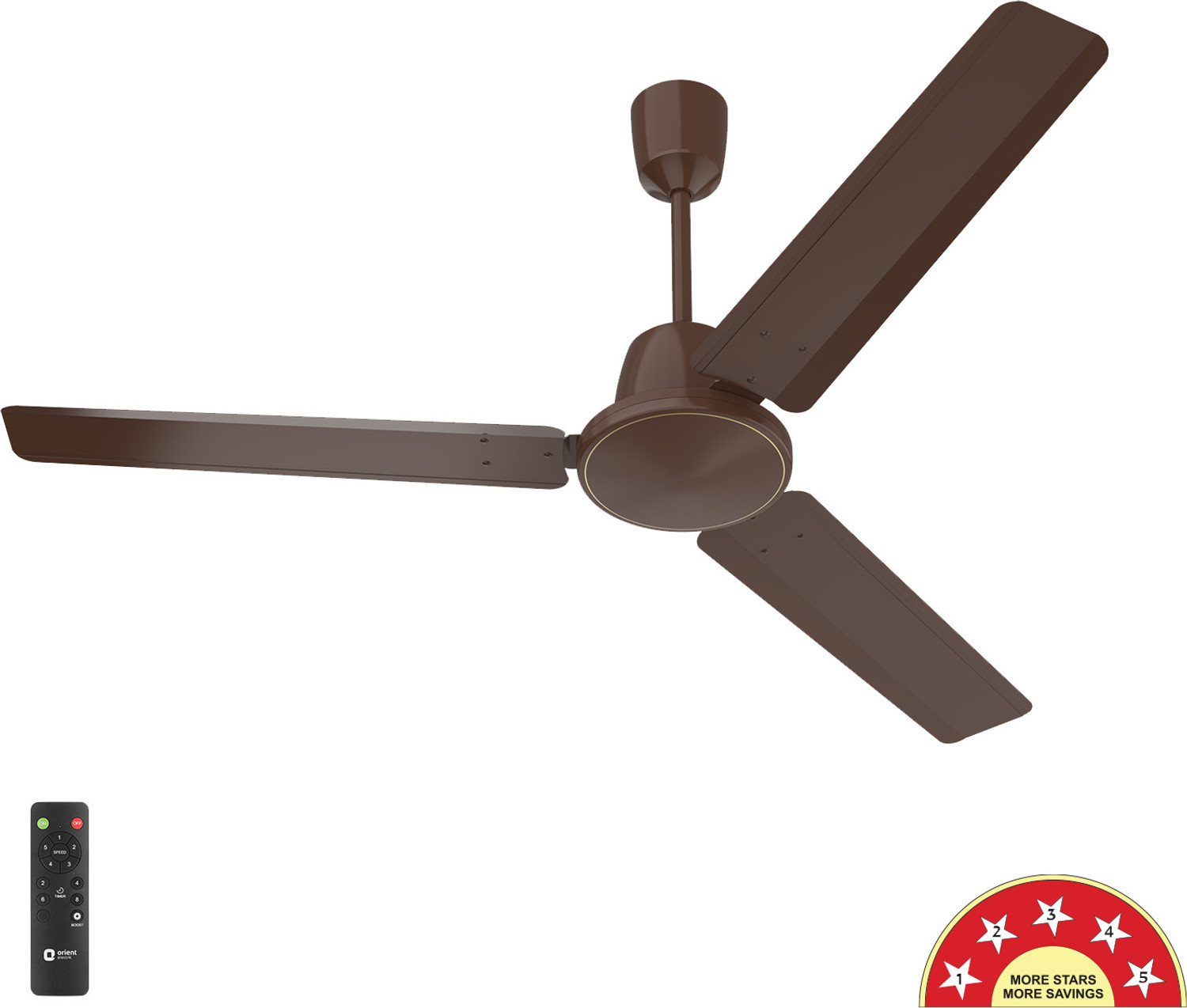 Image of Orient Electric Ujala Swift with 3 Year Warranty BLDC Motor with Remote, Energy Saving, High Air Delivery, Ultra High Speed 1200 mm Ceiling Fan (5 Star | Clay Brown | Pack of 1)