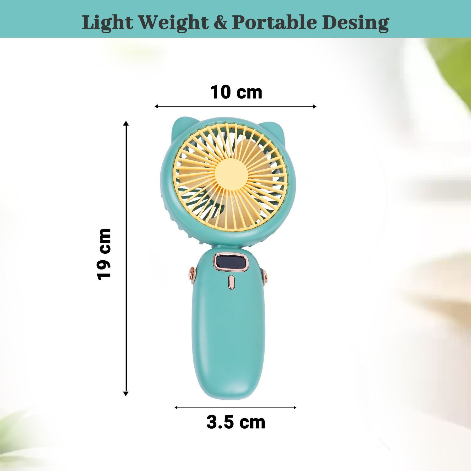 Image of ECOSKY 4 MODES HANDLELD FOLDING CAT EAR FAN USB C TYPE CHARGING Green with 1 Year Warranty Ultra High Speed 4 mm Table Fan