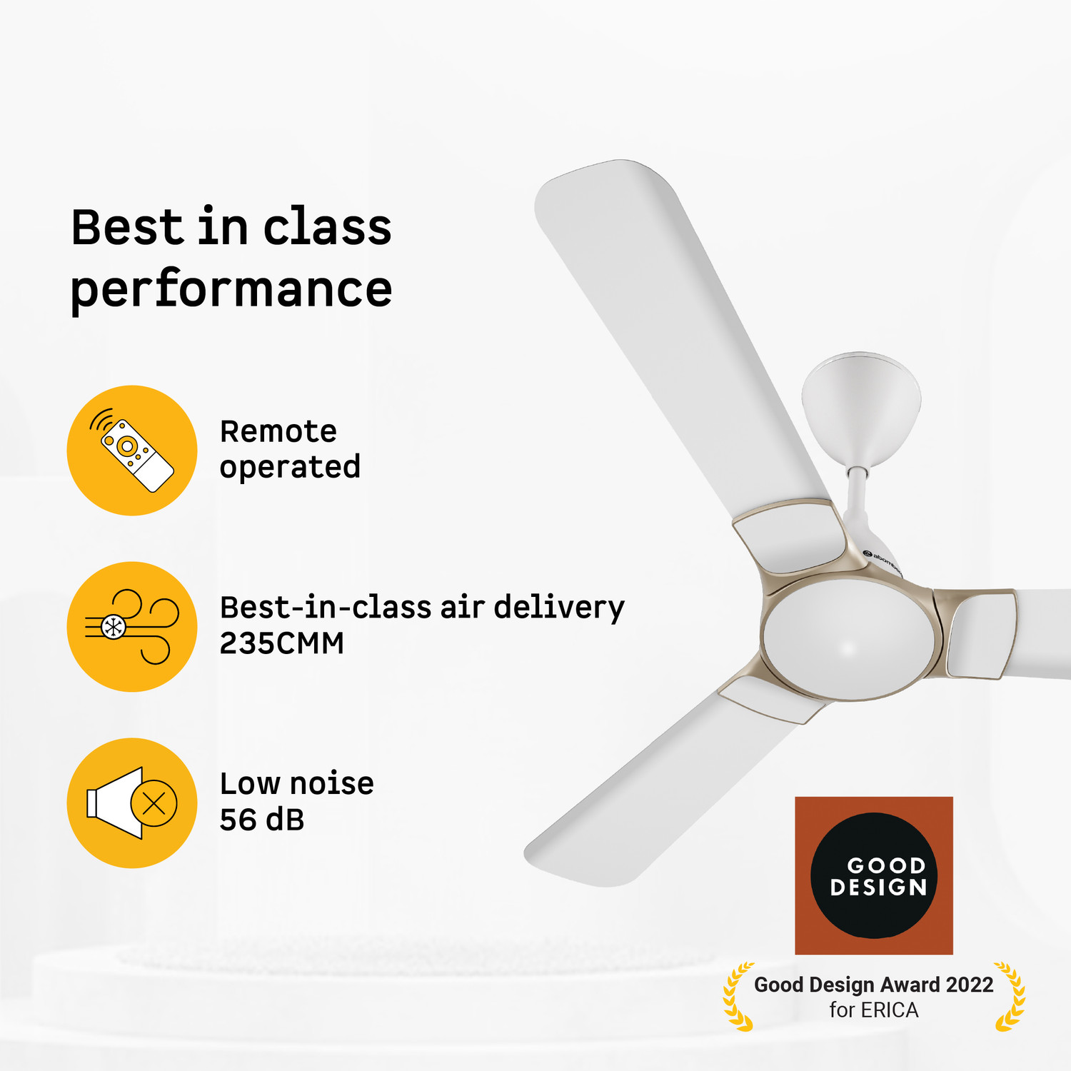 Image of Atomberg Erica Nuvo|Award Winning Designer Fan|High Air Delivery|Low Noise|Elegant Trims with 3 Year Warranty BLDC Motor with Remote 1200 mm Ceiling Fan