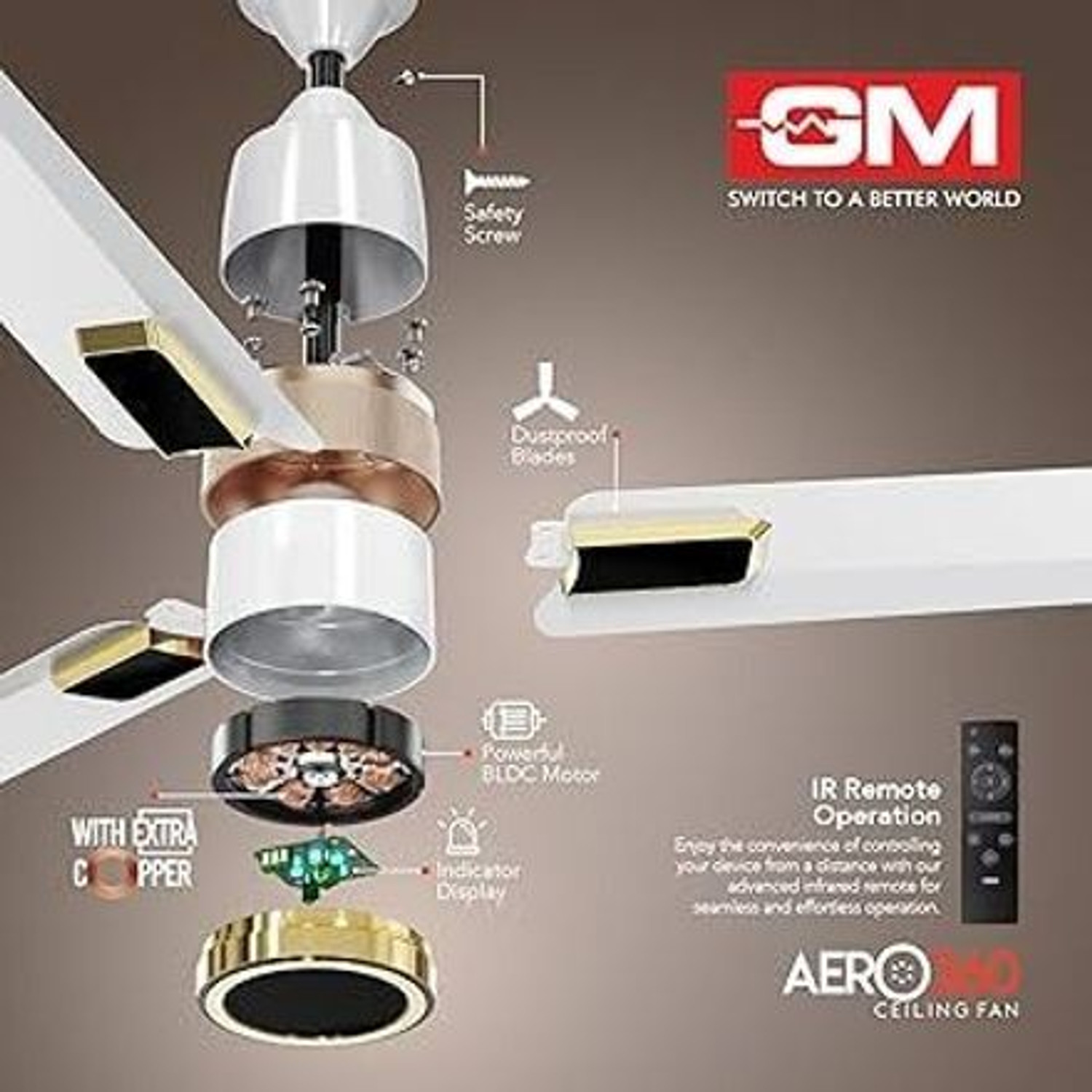 Image of GM AERO 360 with 36 Months Warranty 1200 mm Ceiling Fan