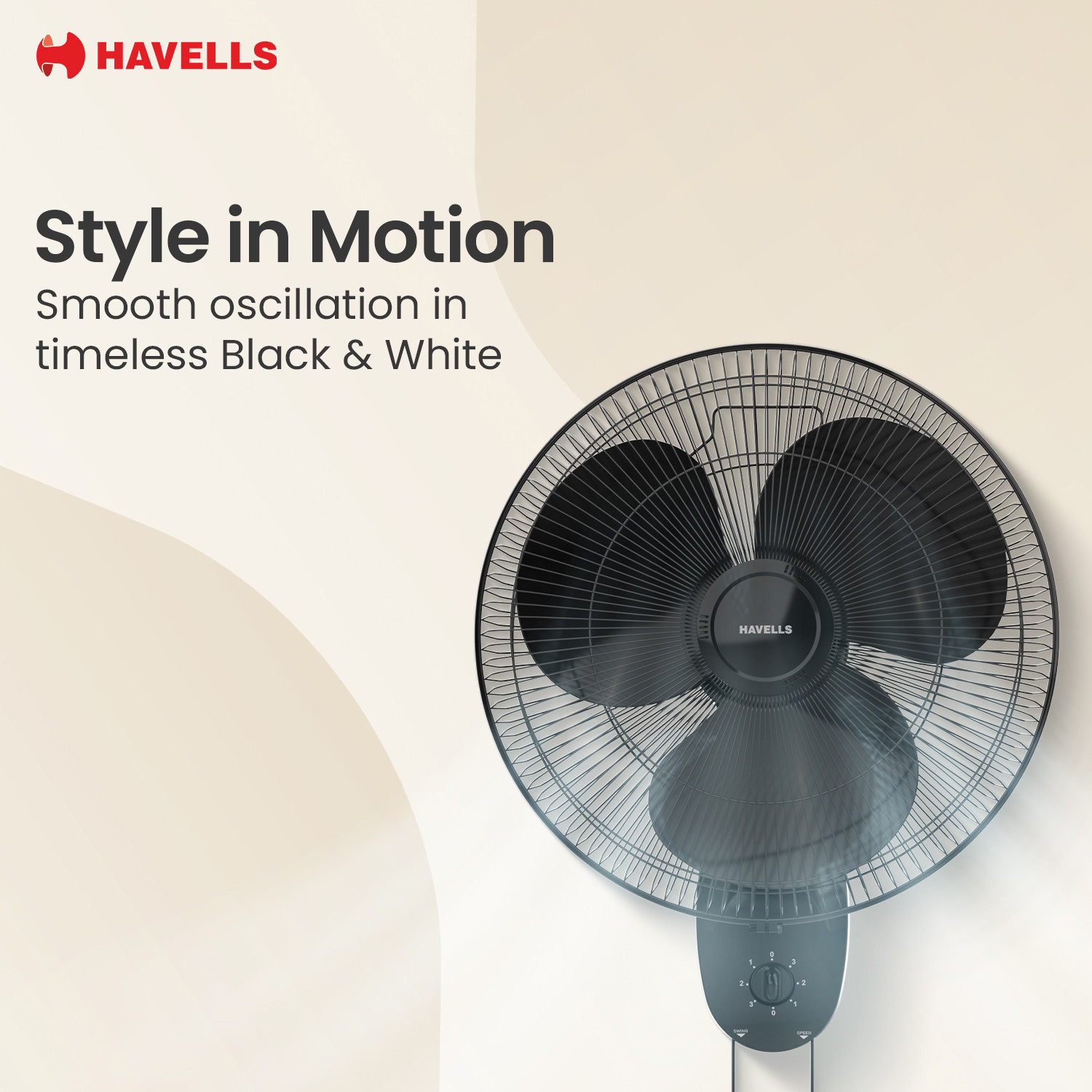 Image of HAVELLS Gatik Pro|Oscillation control | Thermal Overloaded Protected Motor|57W with 2 Year Warranty Energy Saving 400 mm Wall Fan
