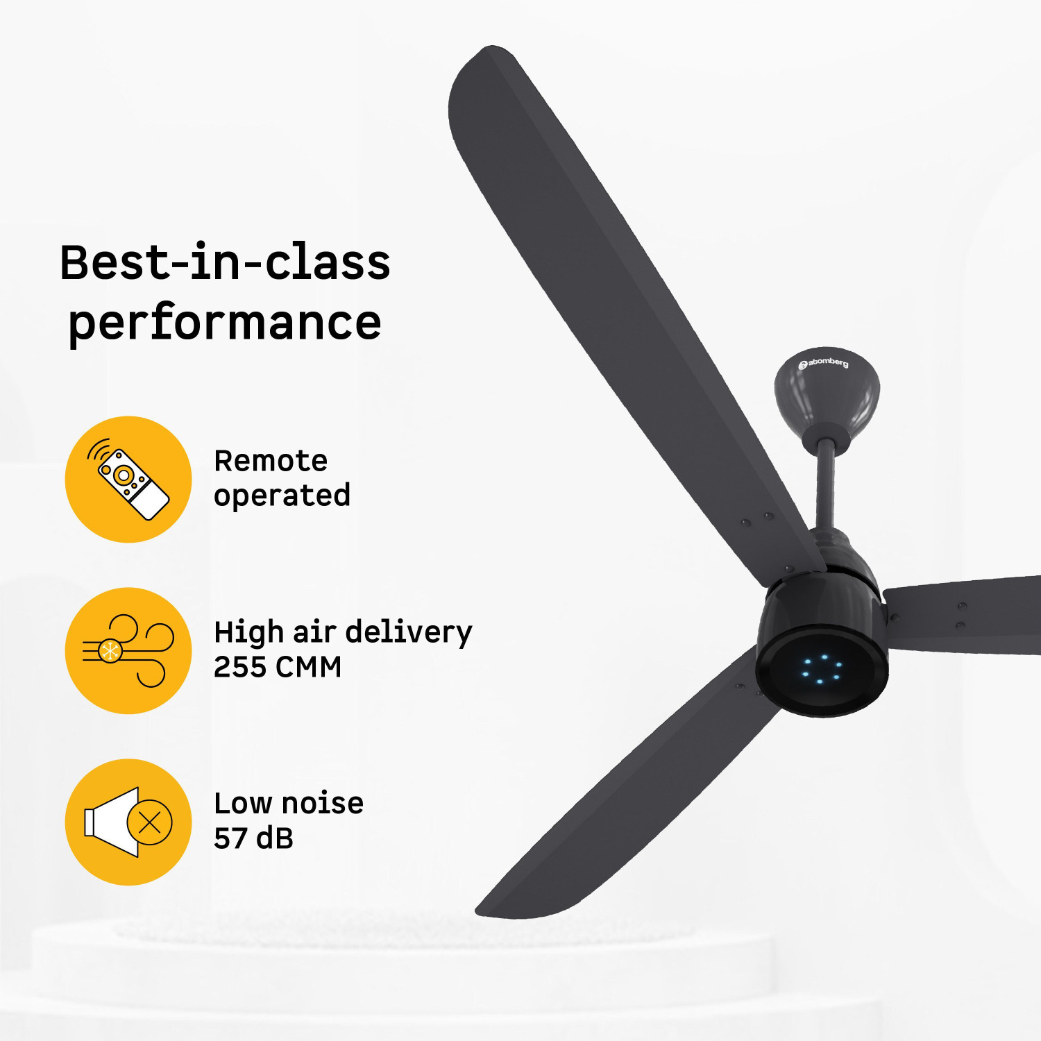 Image of Atomberg Renesa Prime Remote|High Air Delivery|LED Speed Indicator|Low Noise|Sleek Design with 3 Year Warranty BLDC Motor with Remote 1400 mm Ceiling Fan