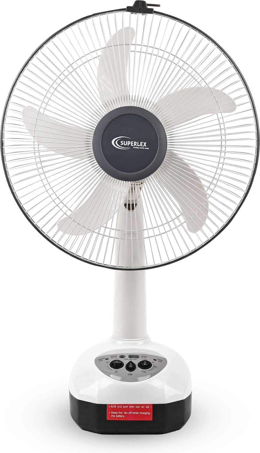 Image of SUPERLEX BreezePro SRF-400 AC /DC Rechargeble High Air Delivery | 12H Backup & USB Output with 1 Year Warranty 400 mm Table Fan