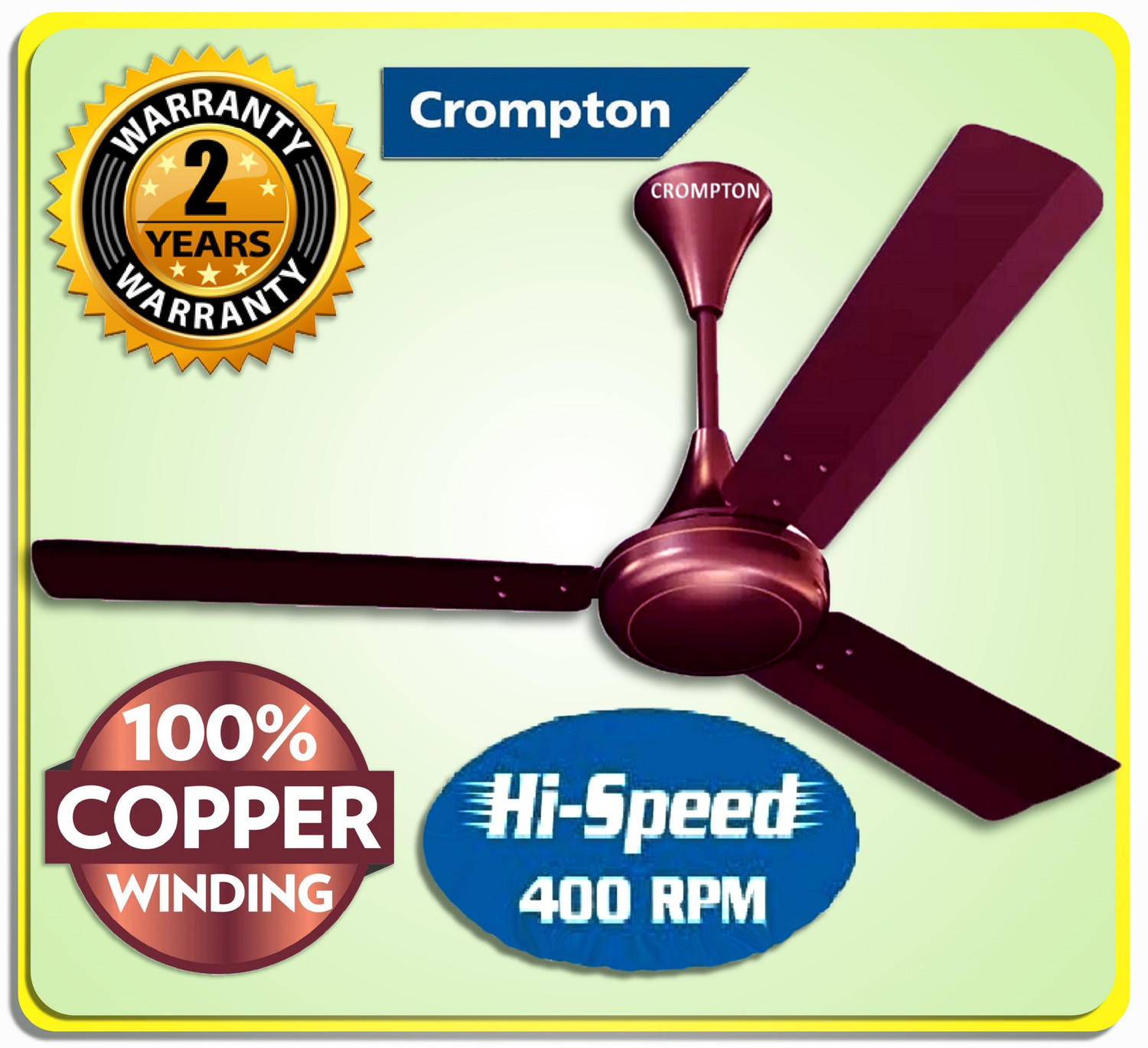Image of Crompton SUREBREEZE 400 RPM HS Plus Super HIGH SPEED 100% COPPER MOTOR LONGER LIFE 118 with 24 Months Warranty Energy Saving 1200 mm Ceiling Fan