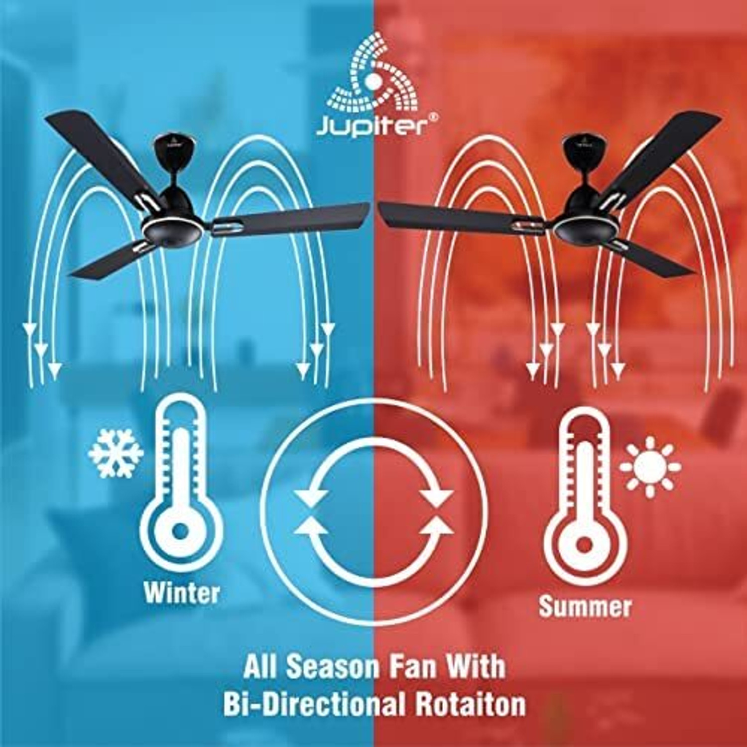 Image of JUPITER Tricopter 3 Blades with 2 Year Warranty BLDC Motor with Remote 1200 mm Ceiling Fan