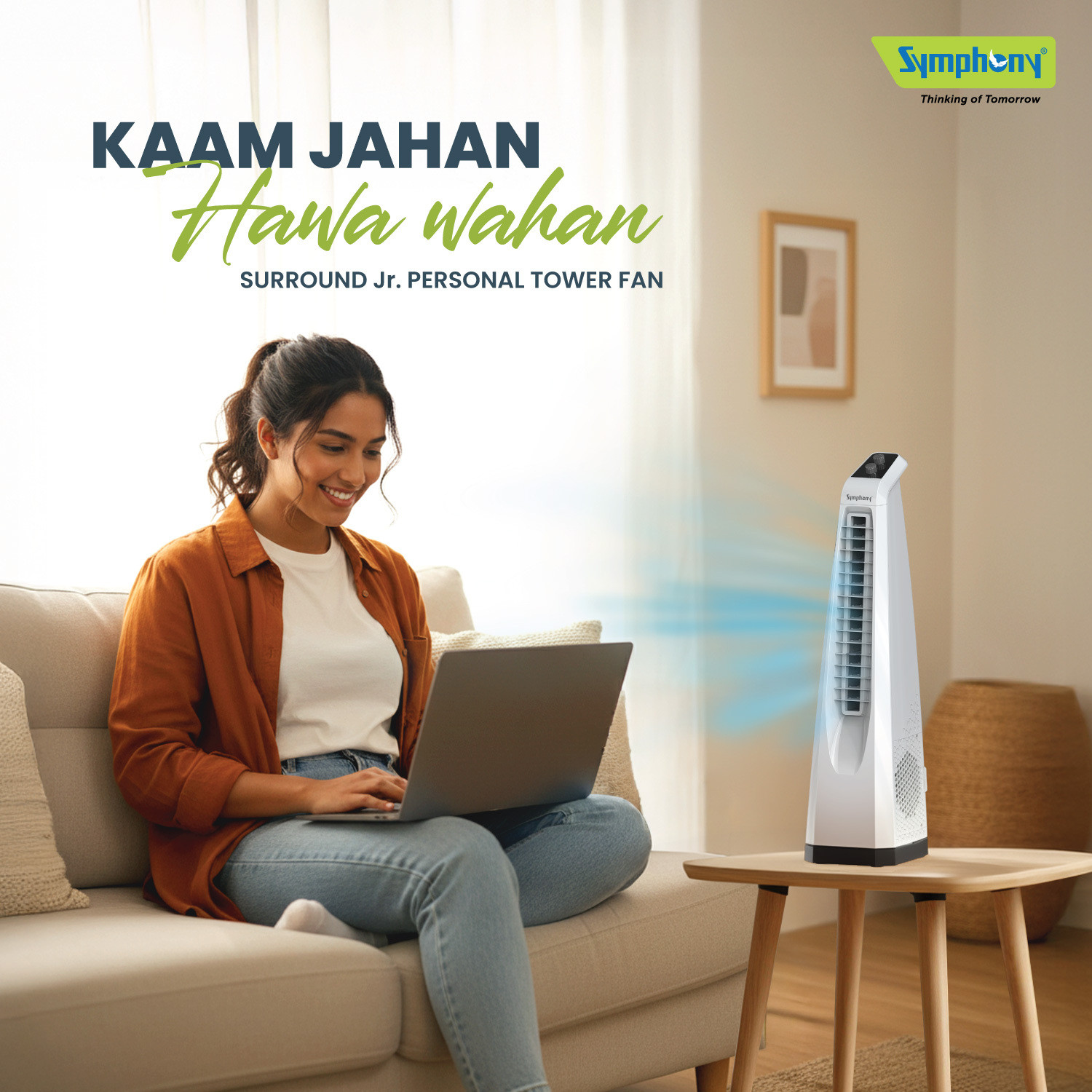 Image of Symphony Surround Jr | Compact Design with 12 Months Warranty Tower Fan (White | Pack of 1)