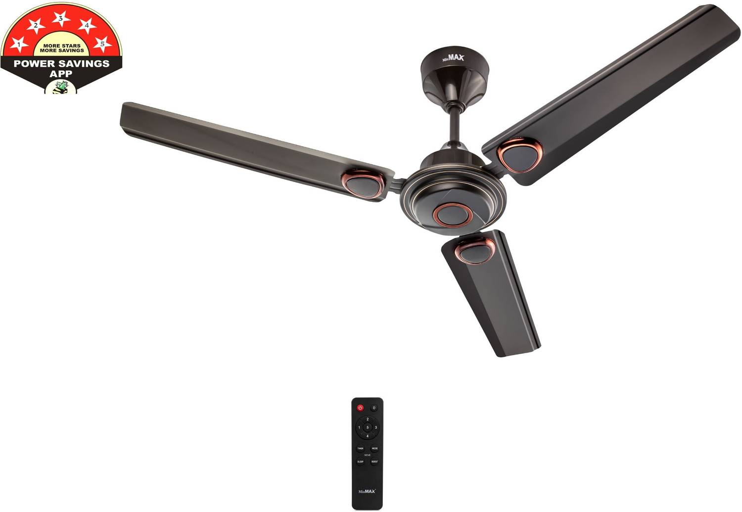 MinMAX 48 Inch BLDC Ceiling Fan with Remote, Brown