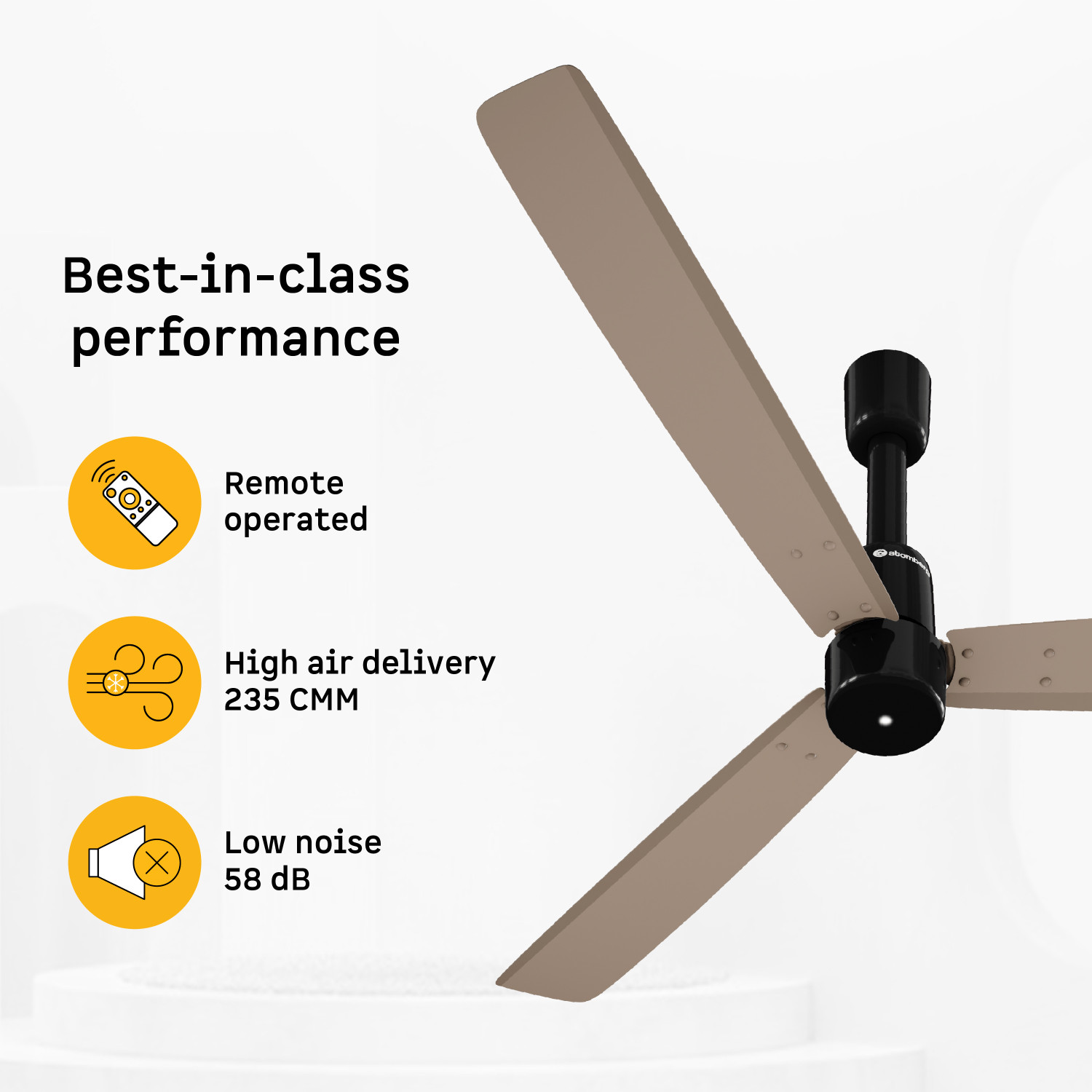 Image of Atomberg Razon|World's Smallest Motor Powered by BMC|Advance Air+ Technology| with 3 Year Warranty BLDC with Remote and Regulator 1200 mm Ceiling Fan