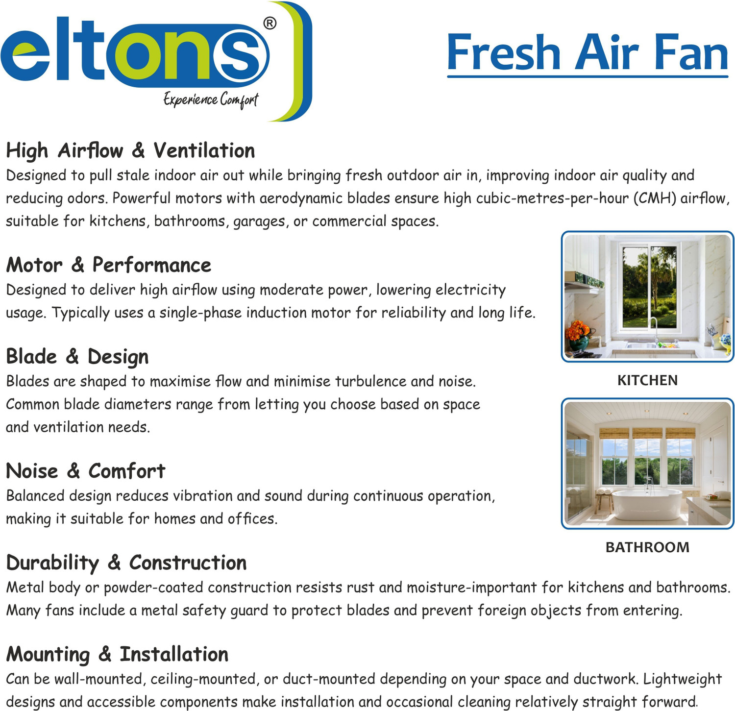 Image of Eltons EFAF-26A2 | 12 INCH | Metal Exhaust Fan For Kitchen, Bathroom, Home & Industries with 12 Months Warranty 300 mm Exhaust Fan