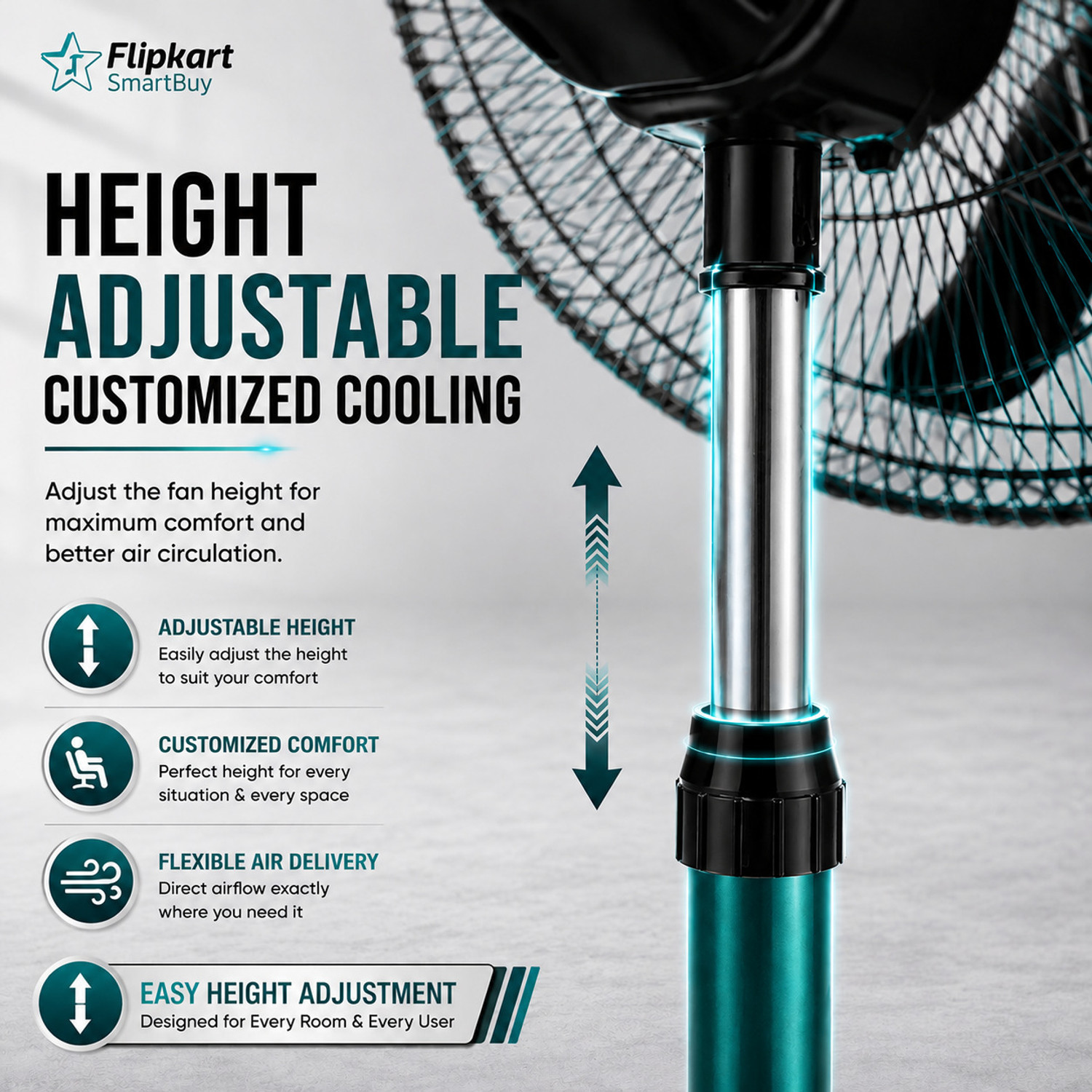 Image of Flipkart SmartBuy Falcon Signature with 2 Year Warranty High Air Delivery, Ultra High Speed 400 mm Pedestal Fan