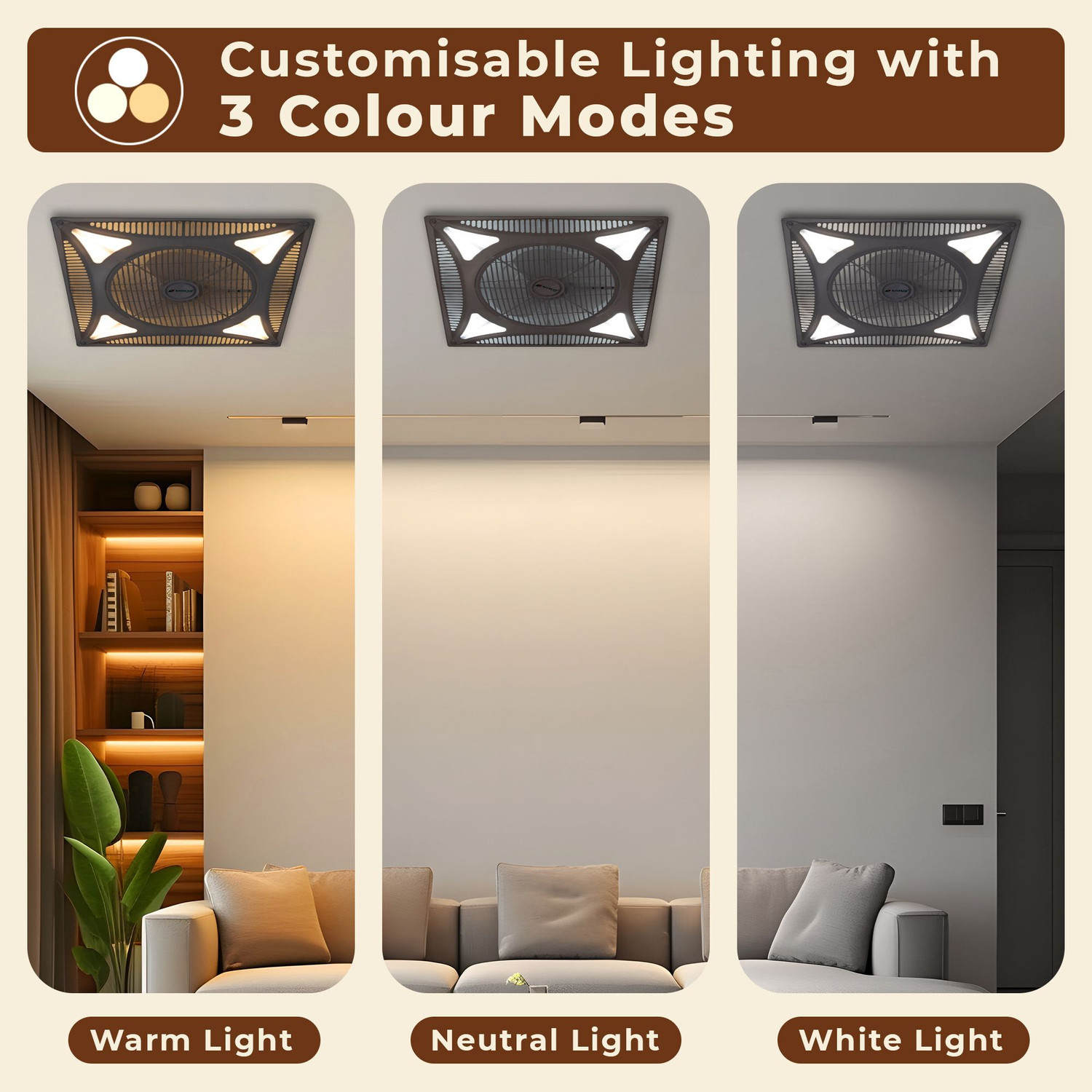 Image of RAYDEAN Mounted Ceiling Fan with Remote|360 Air Flow - 580x580mm|Silent Operation with 2 Year Warranty BLDC Motor with Remote 350 mm Ceiling Fan