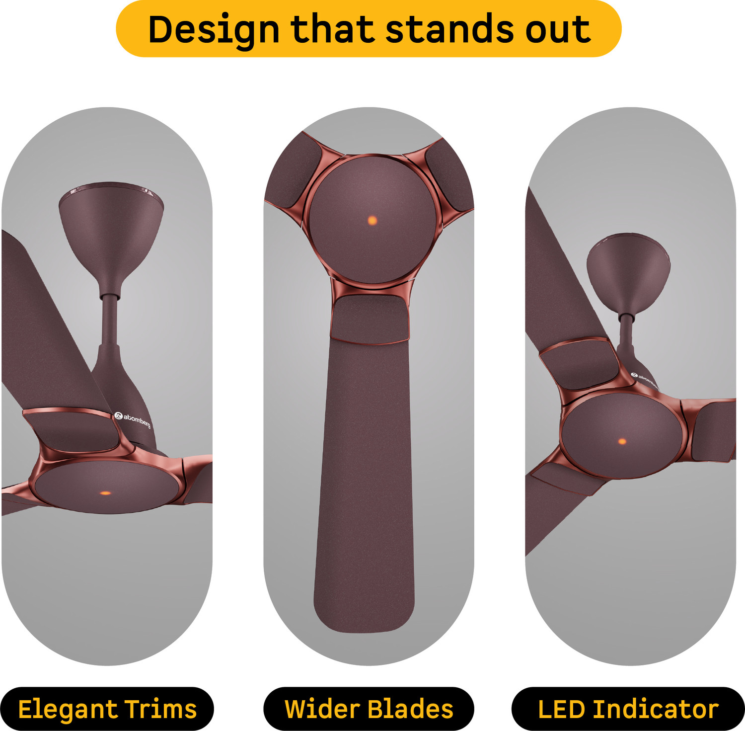 Image of Atomberg Erica Nuvo|Award Winning Designer Fan|High Air Delivery|Low Noise|Elegant Trims with 3 Year Warranty BLDC Motor with Remote 1200 mm Ceiling Fan