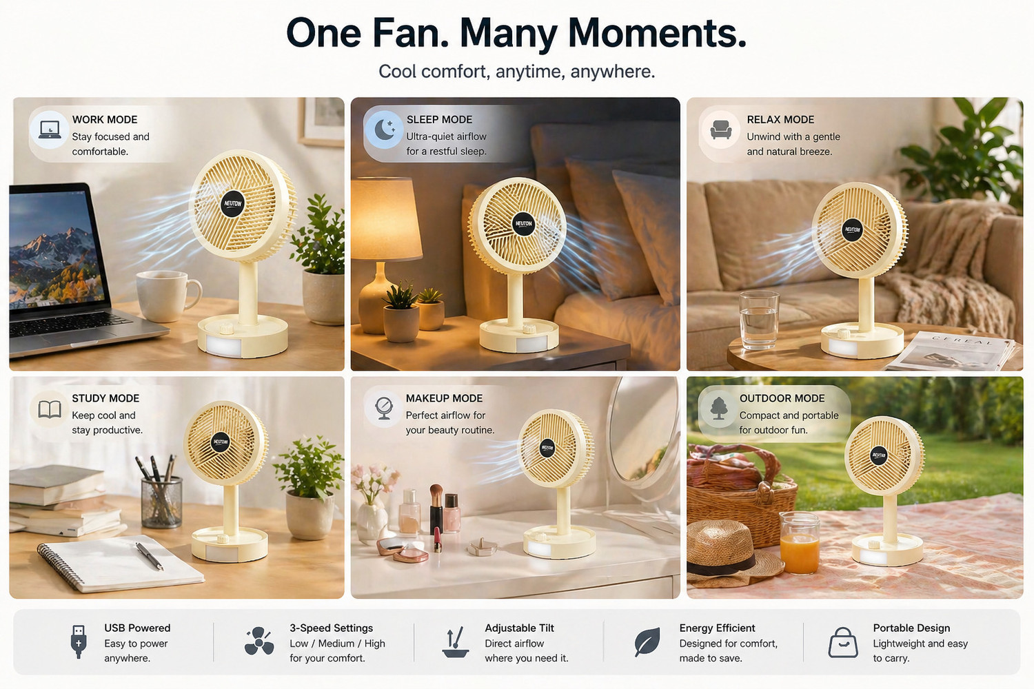 Image of URBAN ZONE ENTERPRISES NEUTAN Coool Breeze Speedy BLDC Motor 130 mm Table Fan