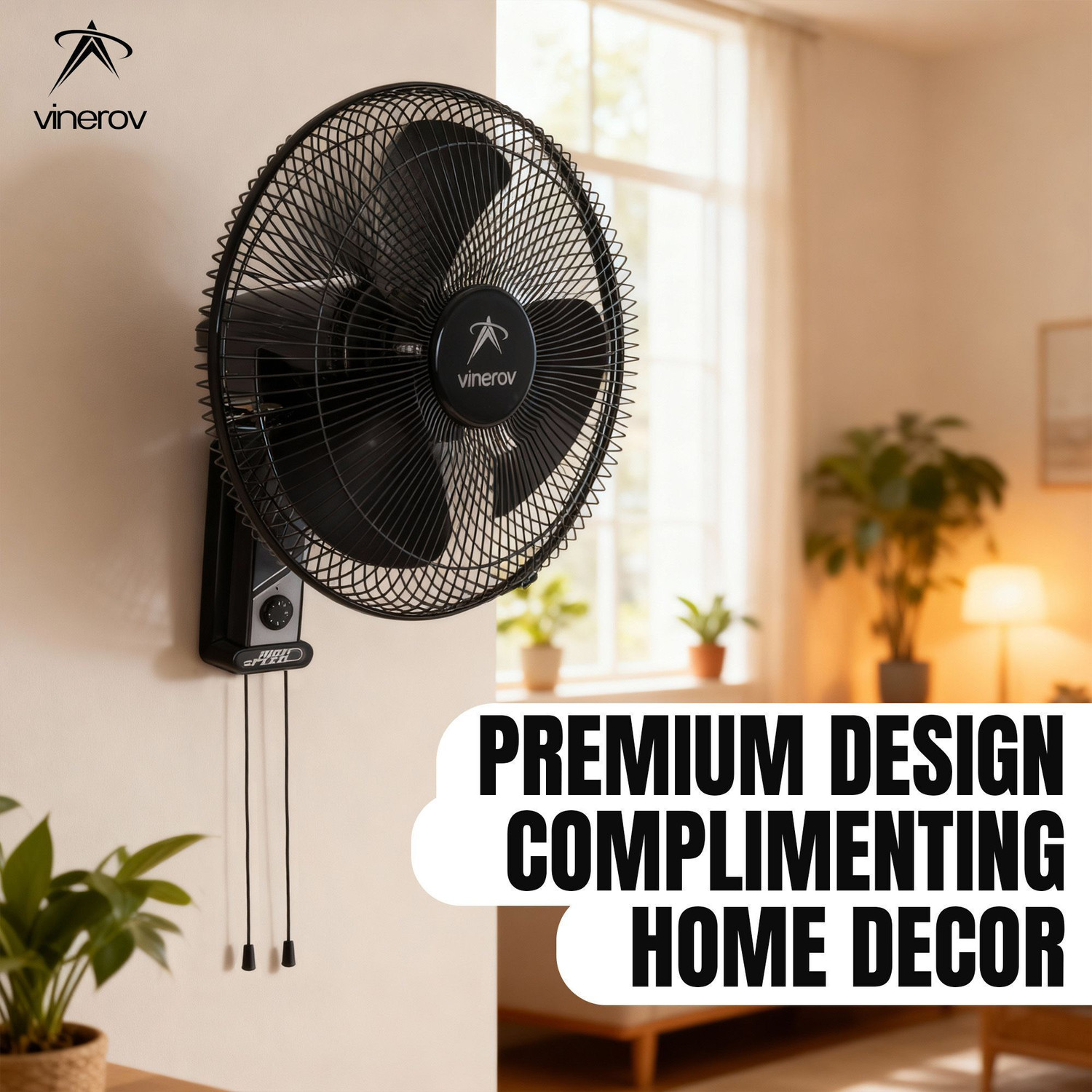 Image of Vinerov Turbo 16 inch HS | 2000+ RPM| 90 Oscillation | Double Rope | Home, Office & Outdoor with 1 Year Warranty Ultra High Speed 400 mm Wall Fan