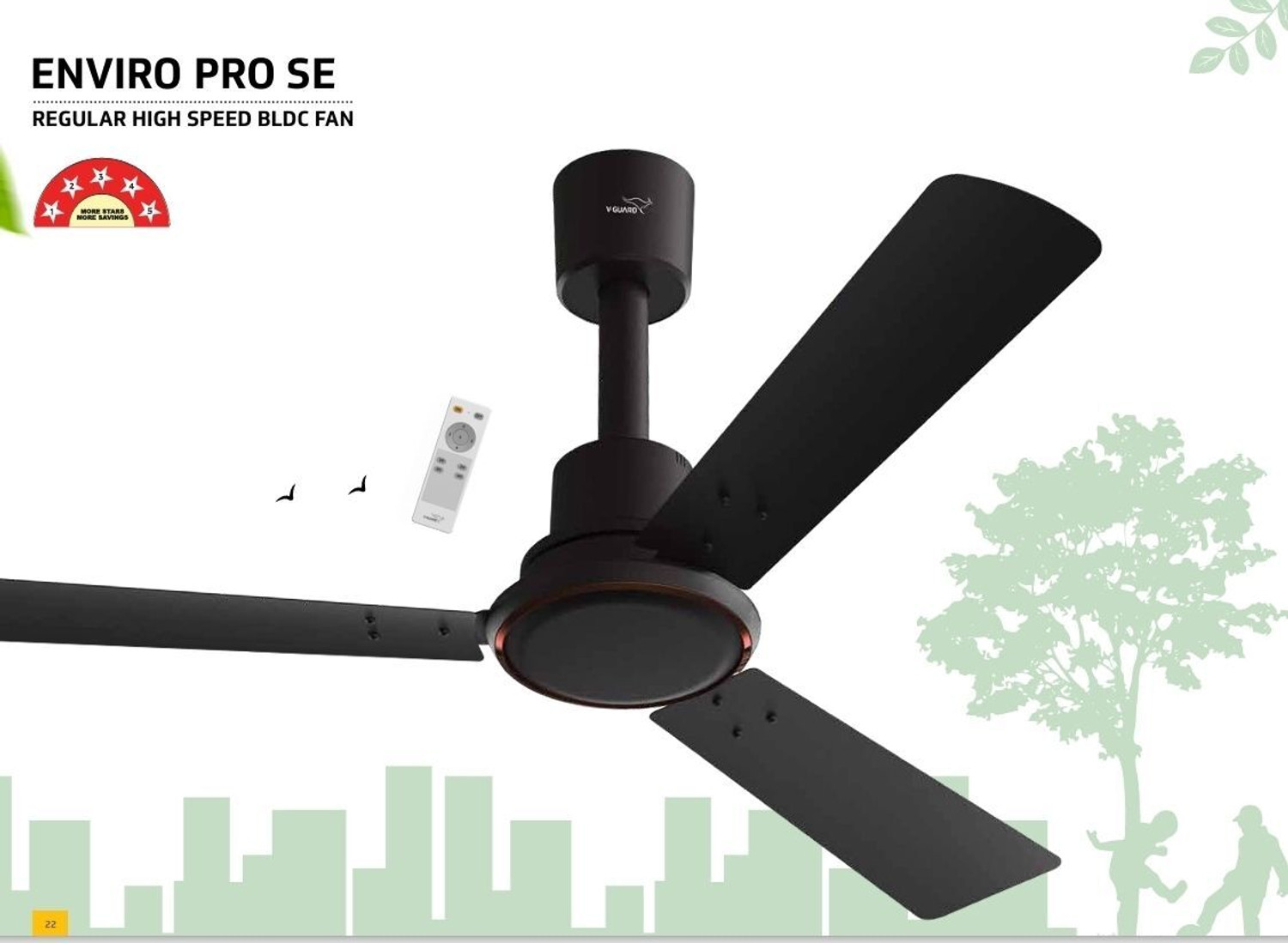 Image of V-Guard ENVIROPROSE with 4 Year Warranty BLDC Motor with Remote 1.2 mm Ceiling Fan