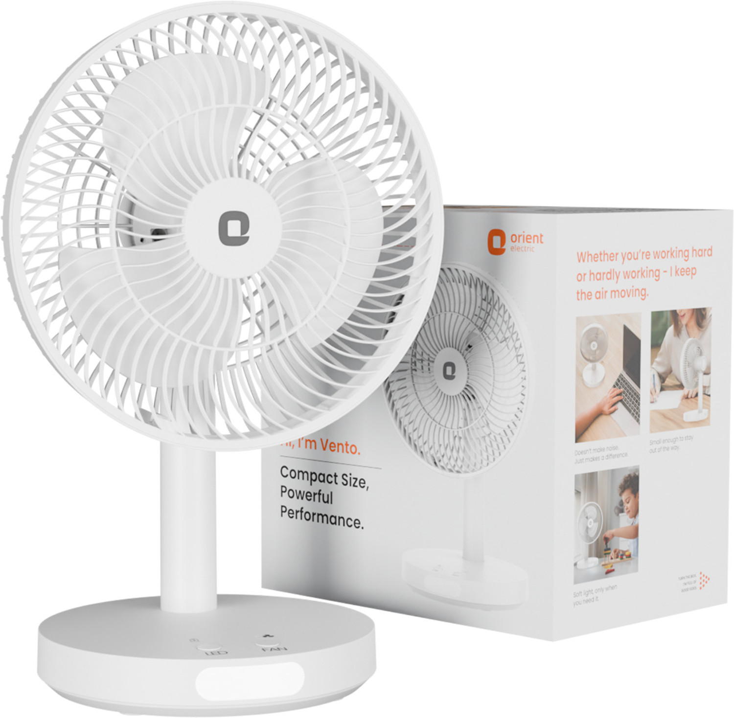 Image of Orient Electric Vento | Rechargeable Personal Fan | Quiet Operation | USB Type-C Charging with 1 Year Warranty Silent Operation 178 mm Table Fan