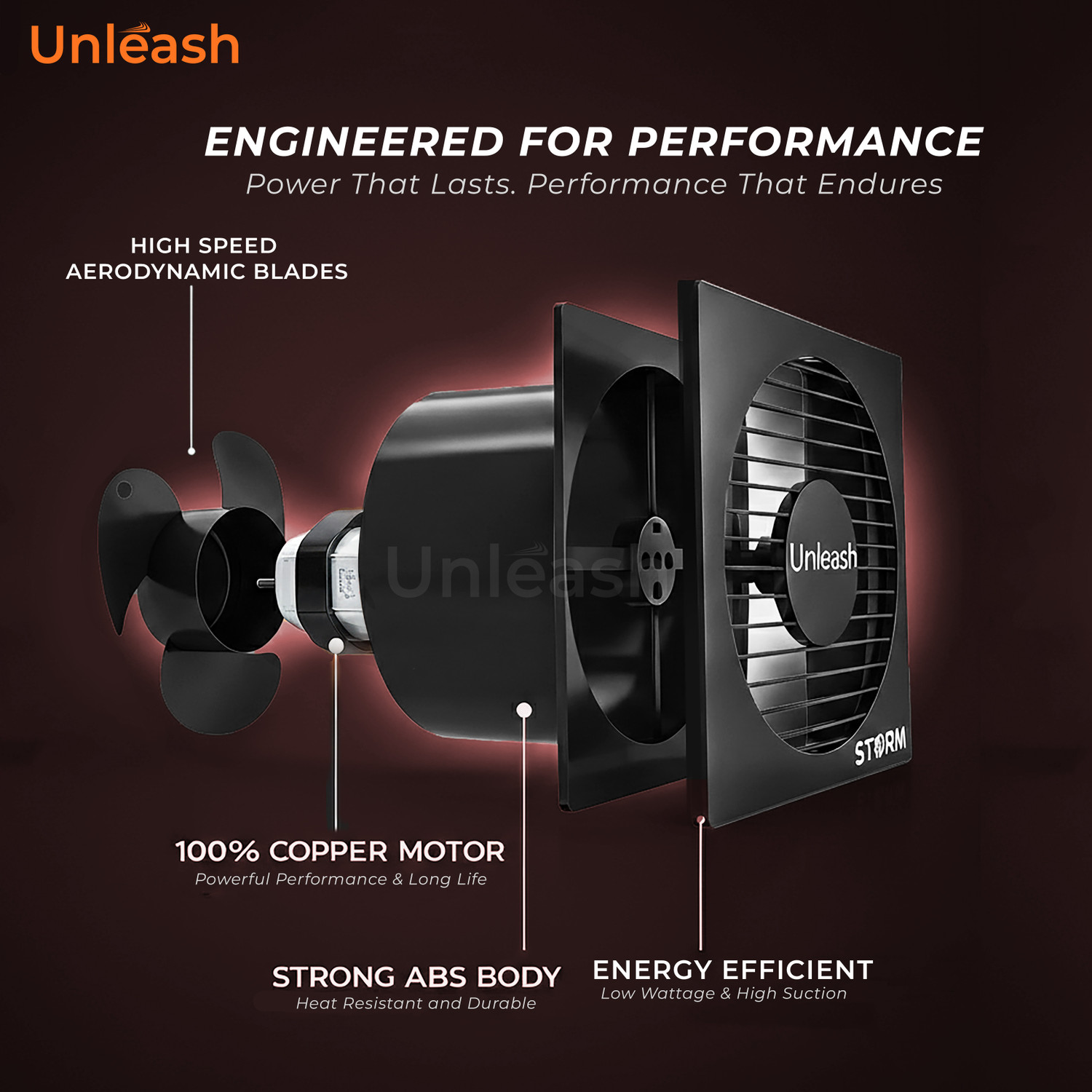 Image of unleash Storm 8 inch Exhaust | High Speed | Low Noise | Energy Efficient 200 mm Exhaust Fan