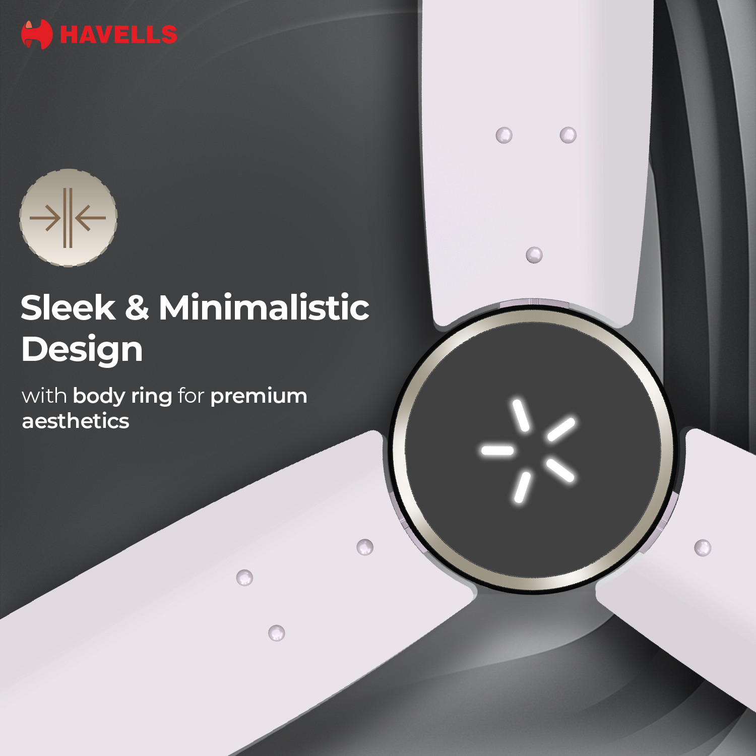 Image of HAVELLS FAB ULED|LED Speed Indicator|Remote Controlled|Upto 65% Energy Saving with 3 Year Warranty BLDC Motor with Remote 1200 mm Ceiling Fan (5 Star | Blush Ivory | Pack of 1)