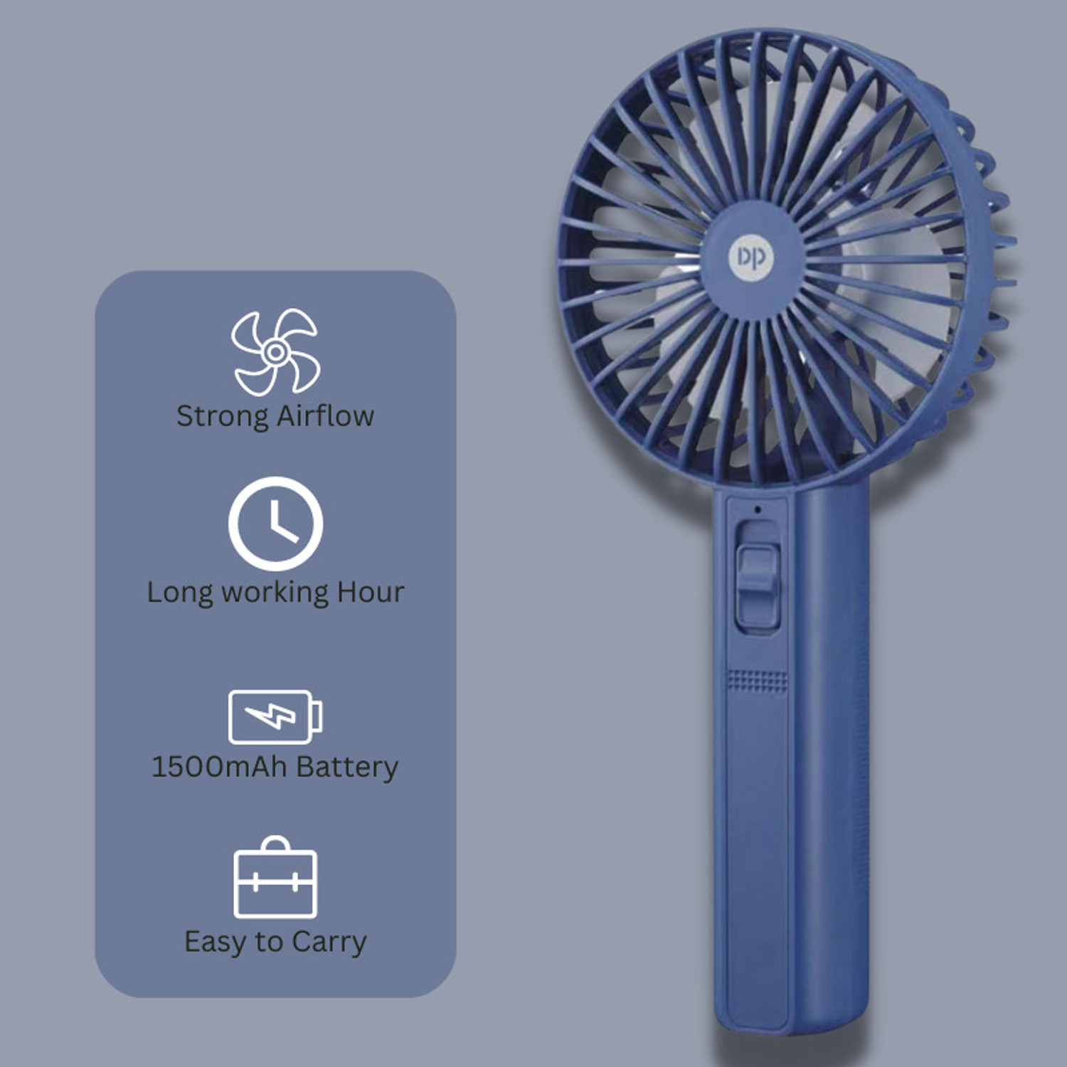 Image of Dp 7633 PORTABLE 1500mAh Battery Mini Rechargeable Fan