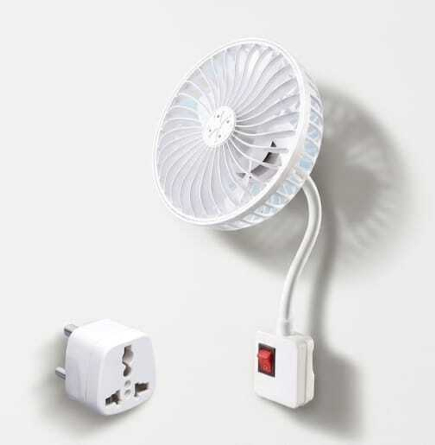 Image of omnex Mini Compact 5-Inch Fan with On /Off Switch and 360 degree Adjustable Hose Pipe High Air Delivery Wall Fan