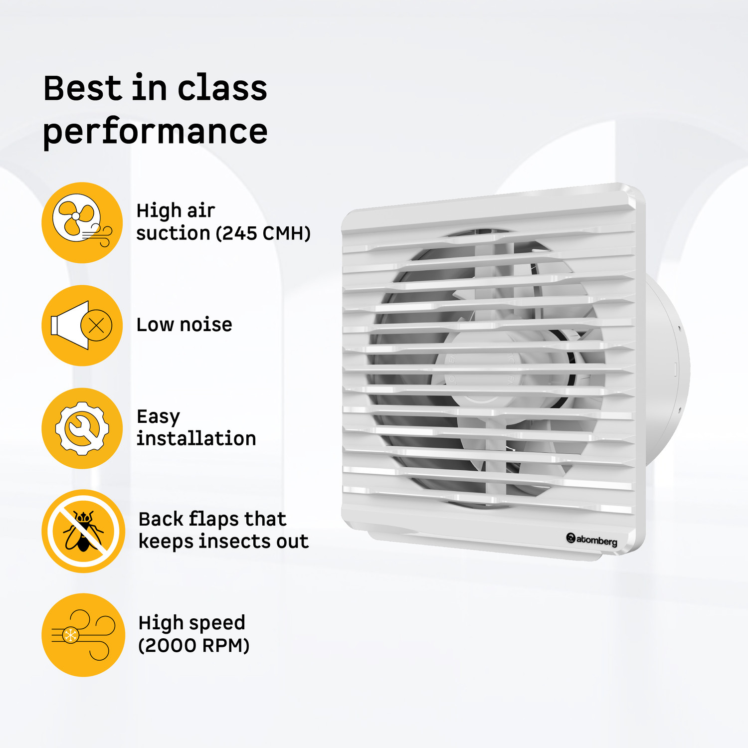 Image of Atomberg Efficio Orb6 InchIdeal For | Silent Operation | Dust Protection | Kitchen Use 150 mm Exhaust Fan