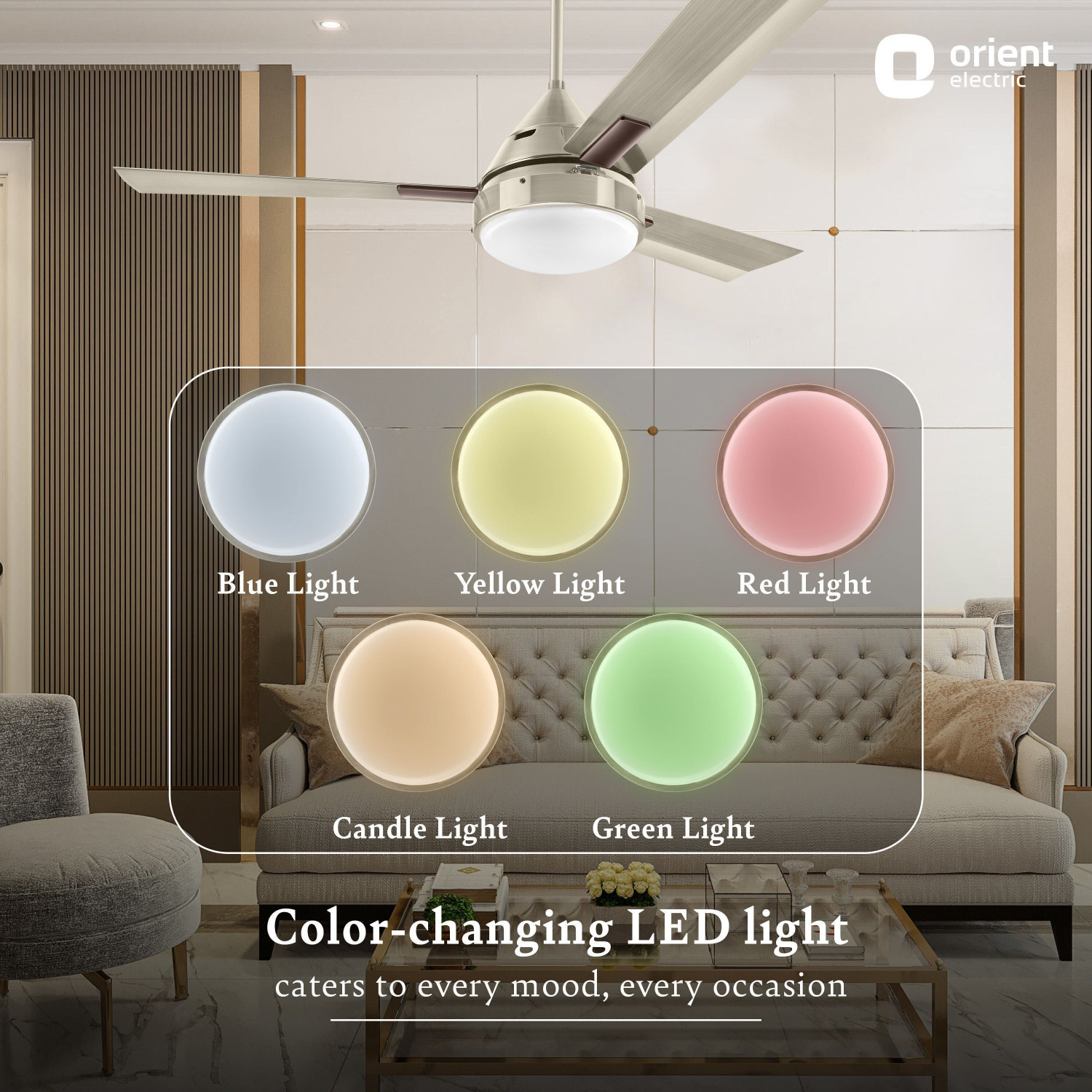 Image of Orient Electric Spectra with 2 Year Warranty Underlight 1200 mm Ceiling Fan (Pewter finish | Pack of 1)
