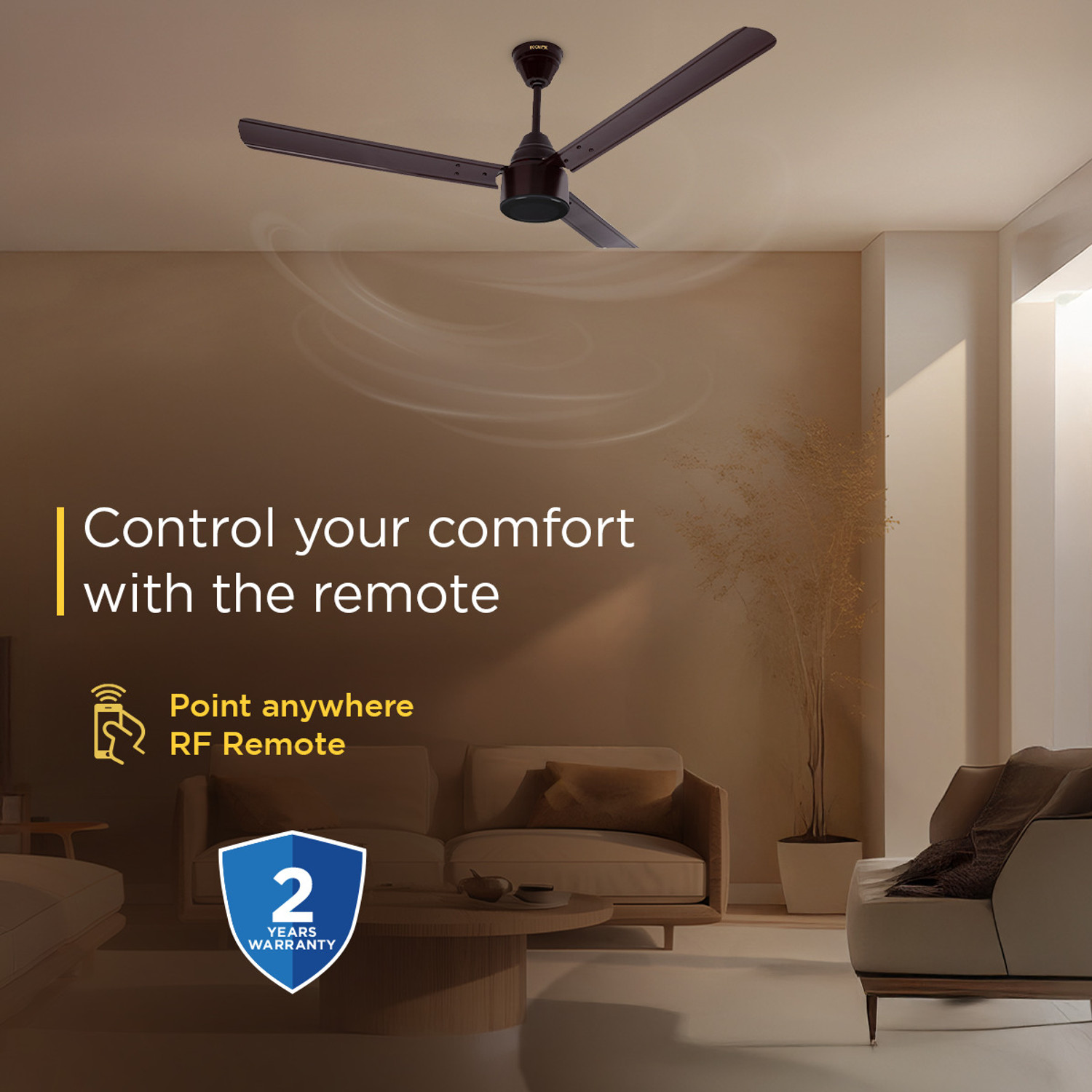 Image of EcoLink 915006706702 with 2 Year Warranty BLDC Motor 1200 mm Ceiling Fan