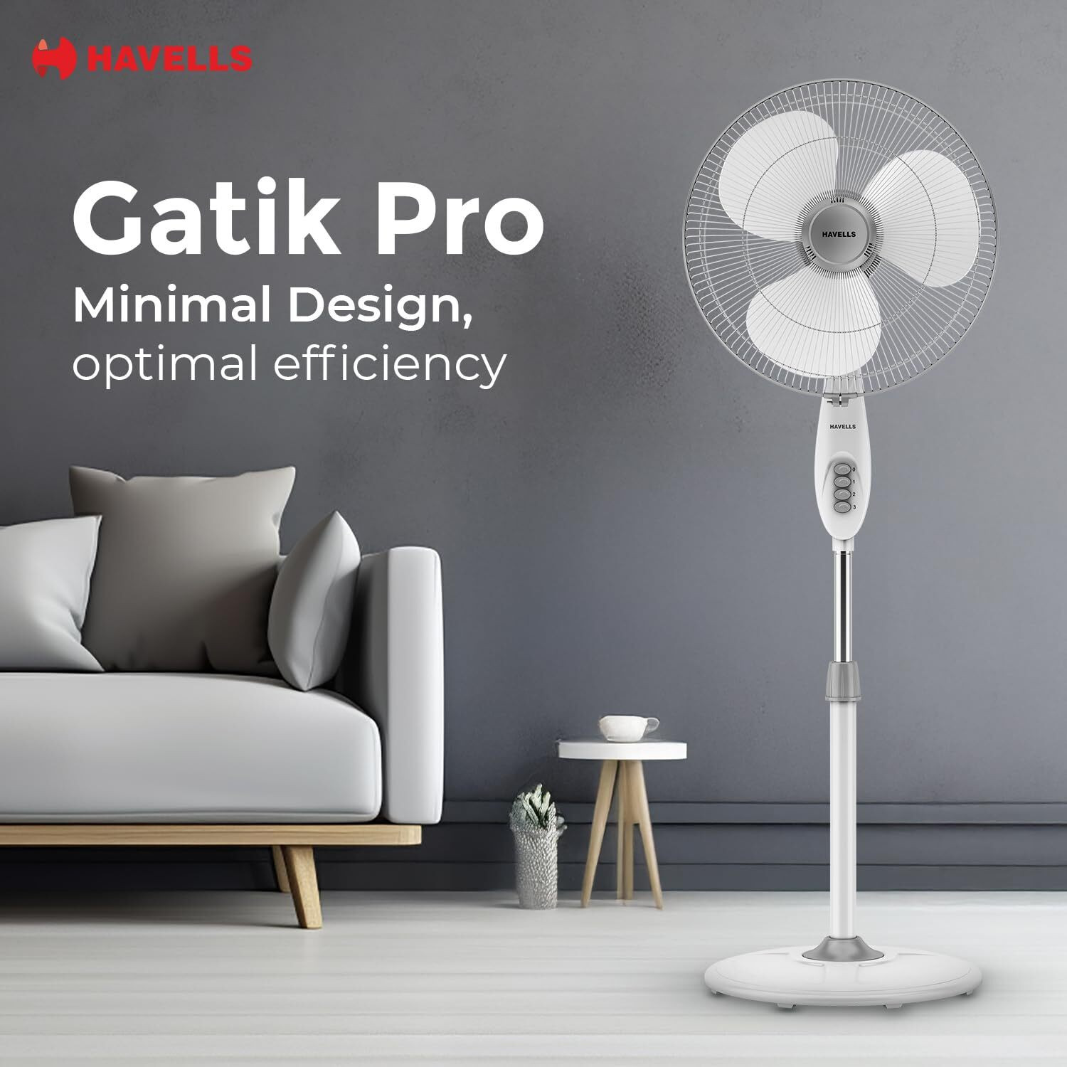 Image of HAVELLS Gatik Pro | Pedestal Fan | 400 mm | 1350 RPM with 2 Year Warranty 400 mm Pedestal Fan