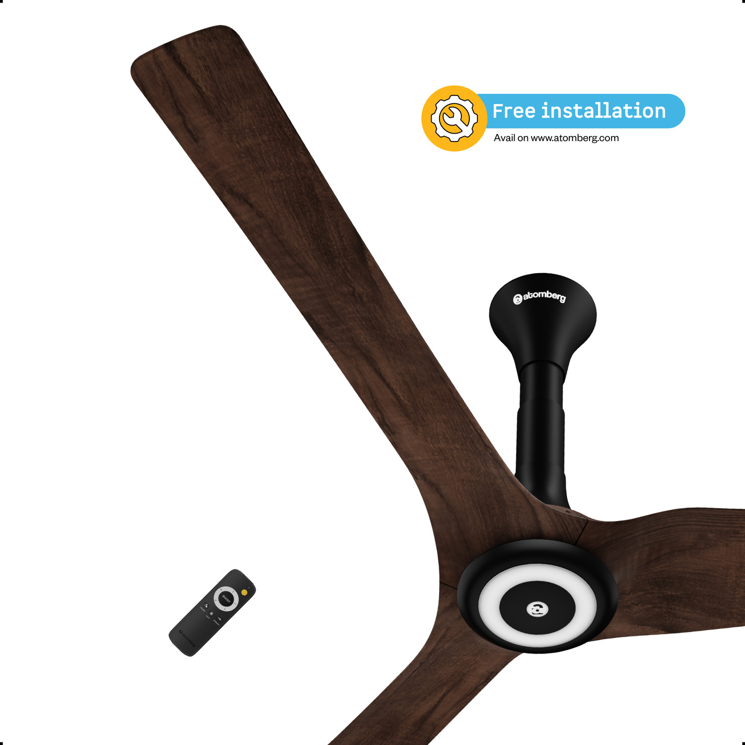 Image of Atomberg Aris Starlight Smart, Advance Air+ Technology, Award Winning Design, Underlight with 5 Year Warranty BLDC Motor with Remote 1400 mm Ceiling Fan