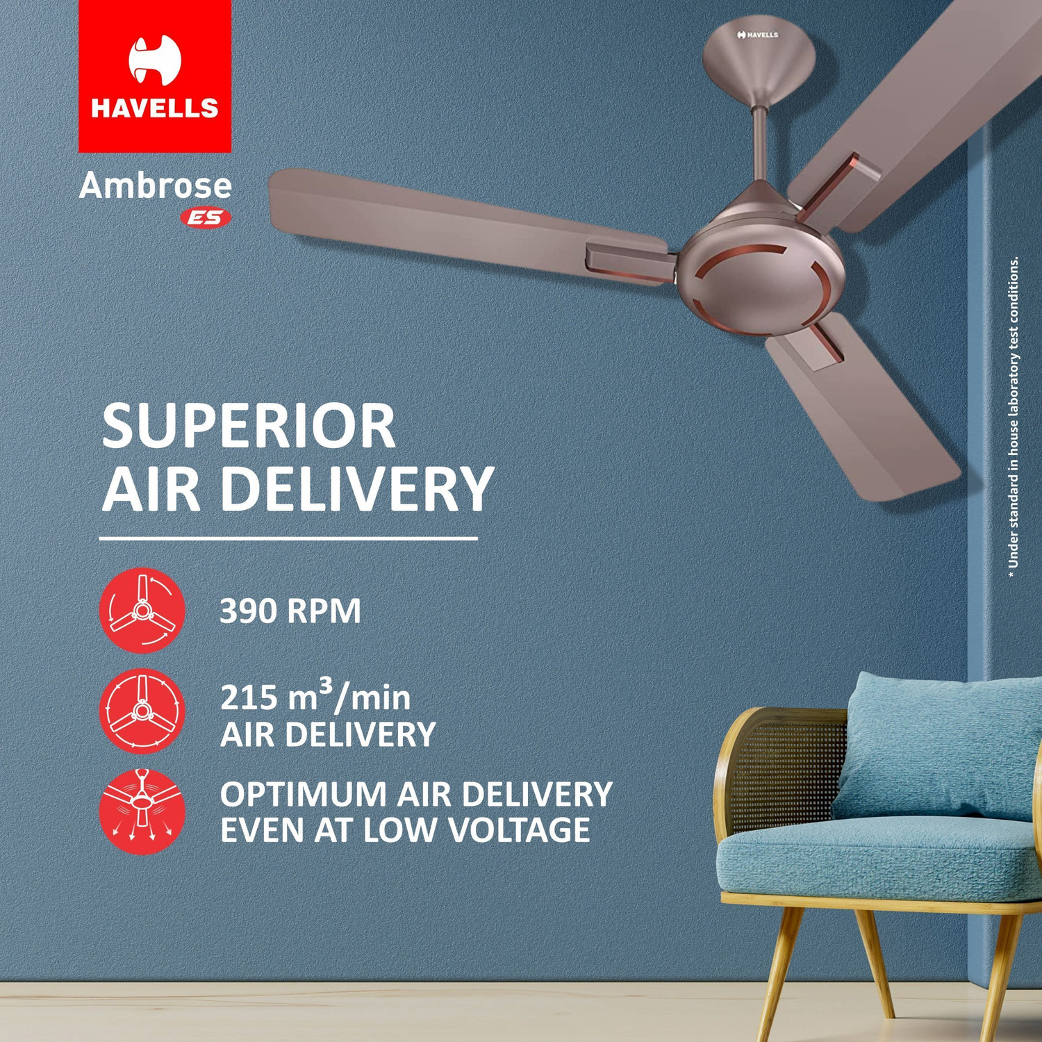 Image of HAVELLS AMBROSE HS with 2 Year Warranty Energy Saving 1200 mm Ceiling Fan