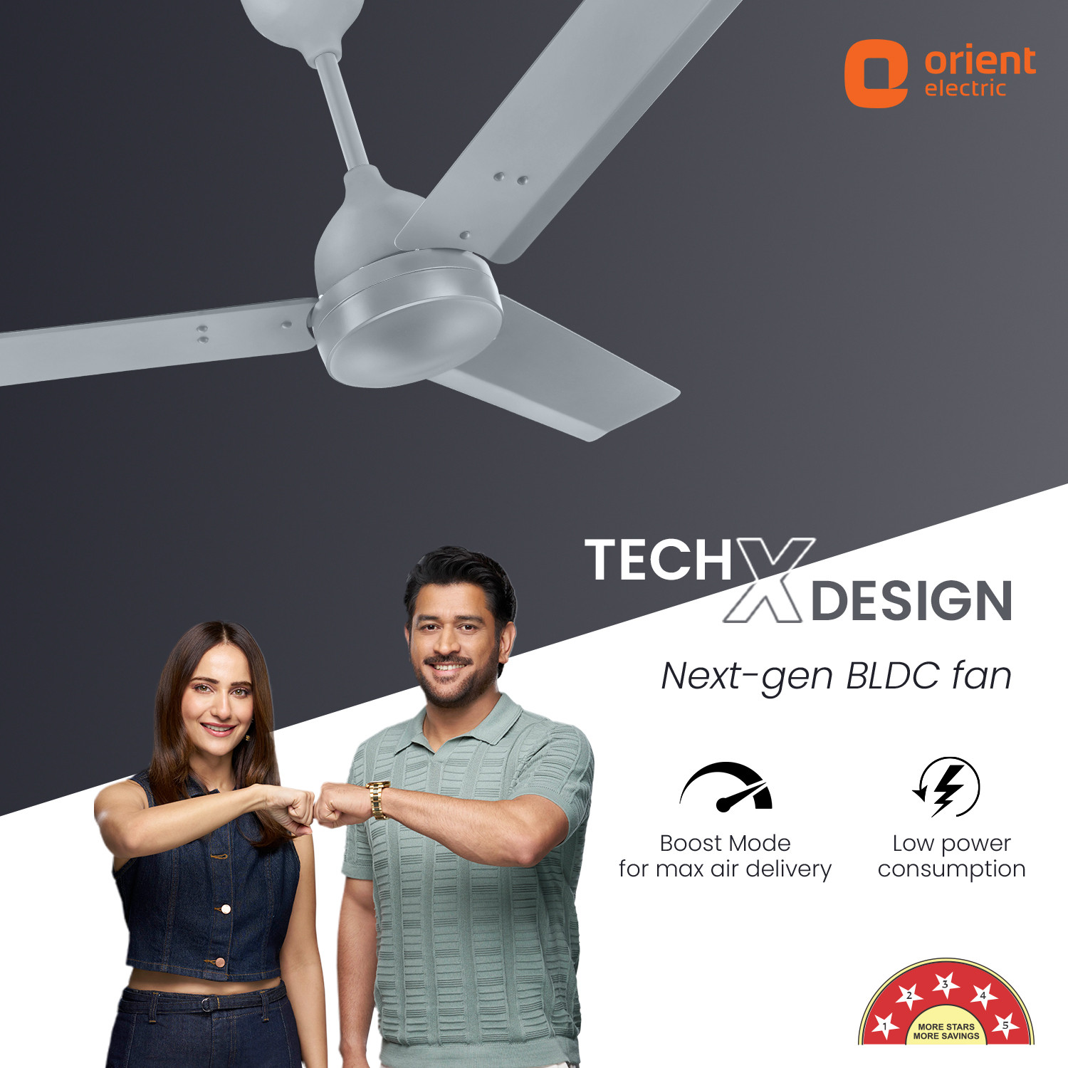 Image of Orient Electric Kratos Neu | Superior Air Delivery |BEE 5 Star Rated | Low Power Consumption with 3 Year Warranty BLDC Motor with Remote 1200 mm Ceiling Fan