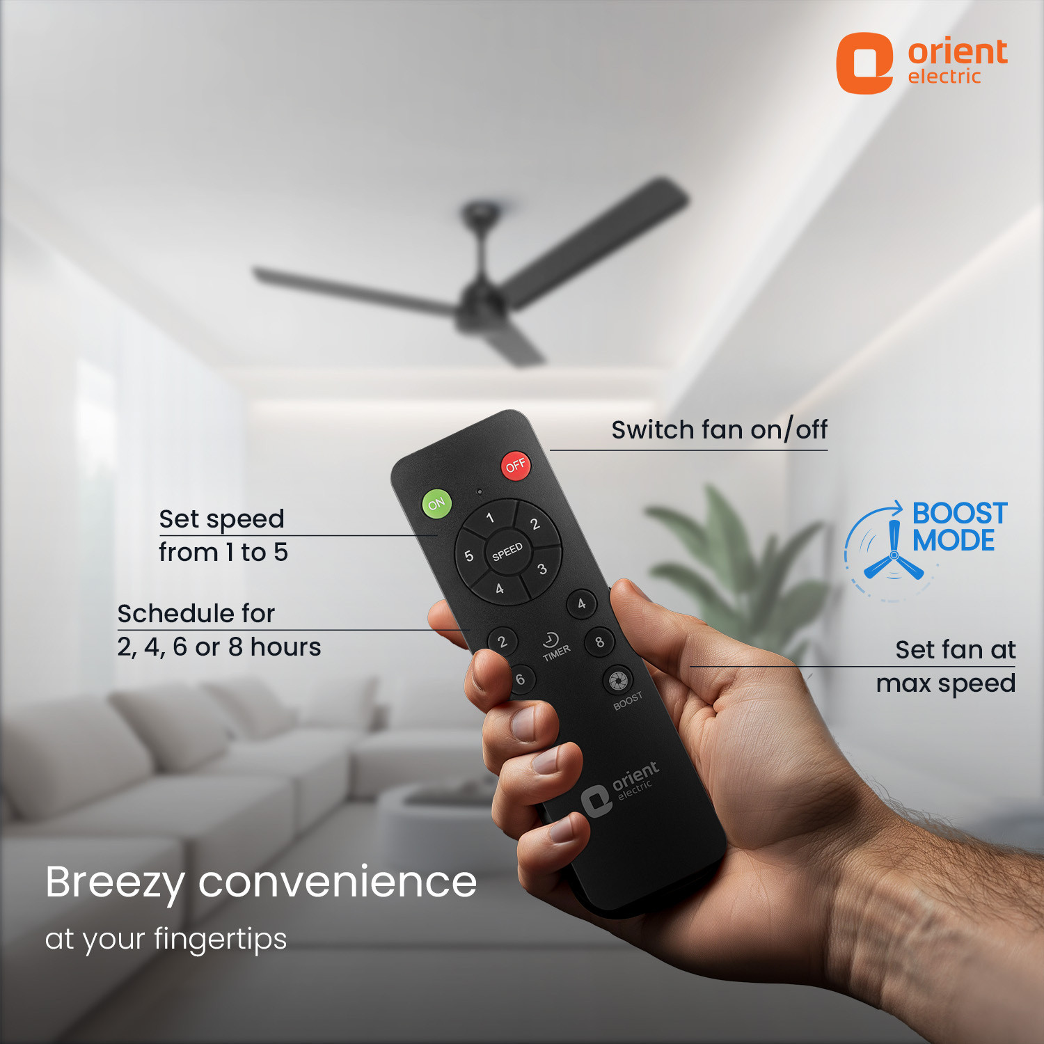 Image of Orient Electric Kratos Neu | Superior Air Delivery |BEE 5 Star Rated | Low Power Consumption with 3 Year Warranty BLDC Motor with Remote 1200 mm Ceiling Fan