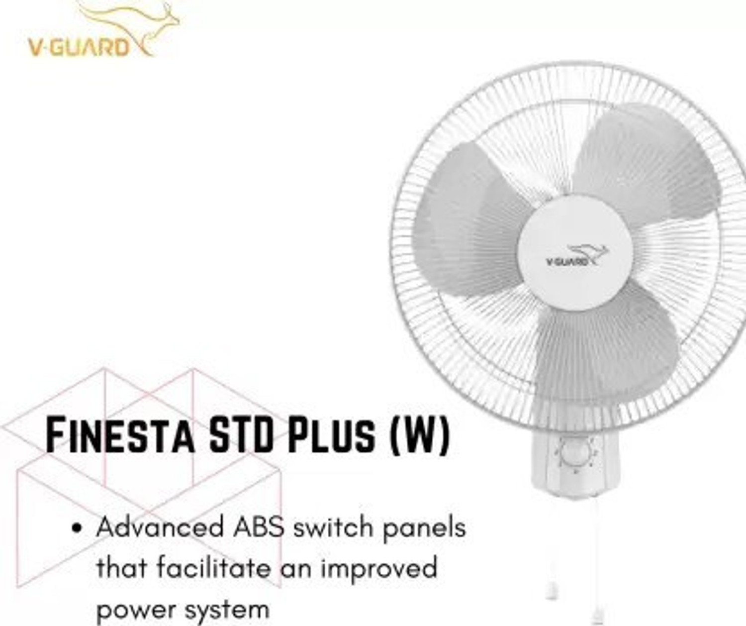 Image of V-Guard Finesta STD Plus (W) with 2 Year Warranty Silent Operation 400 mm Wall Fan