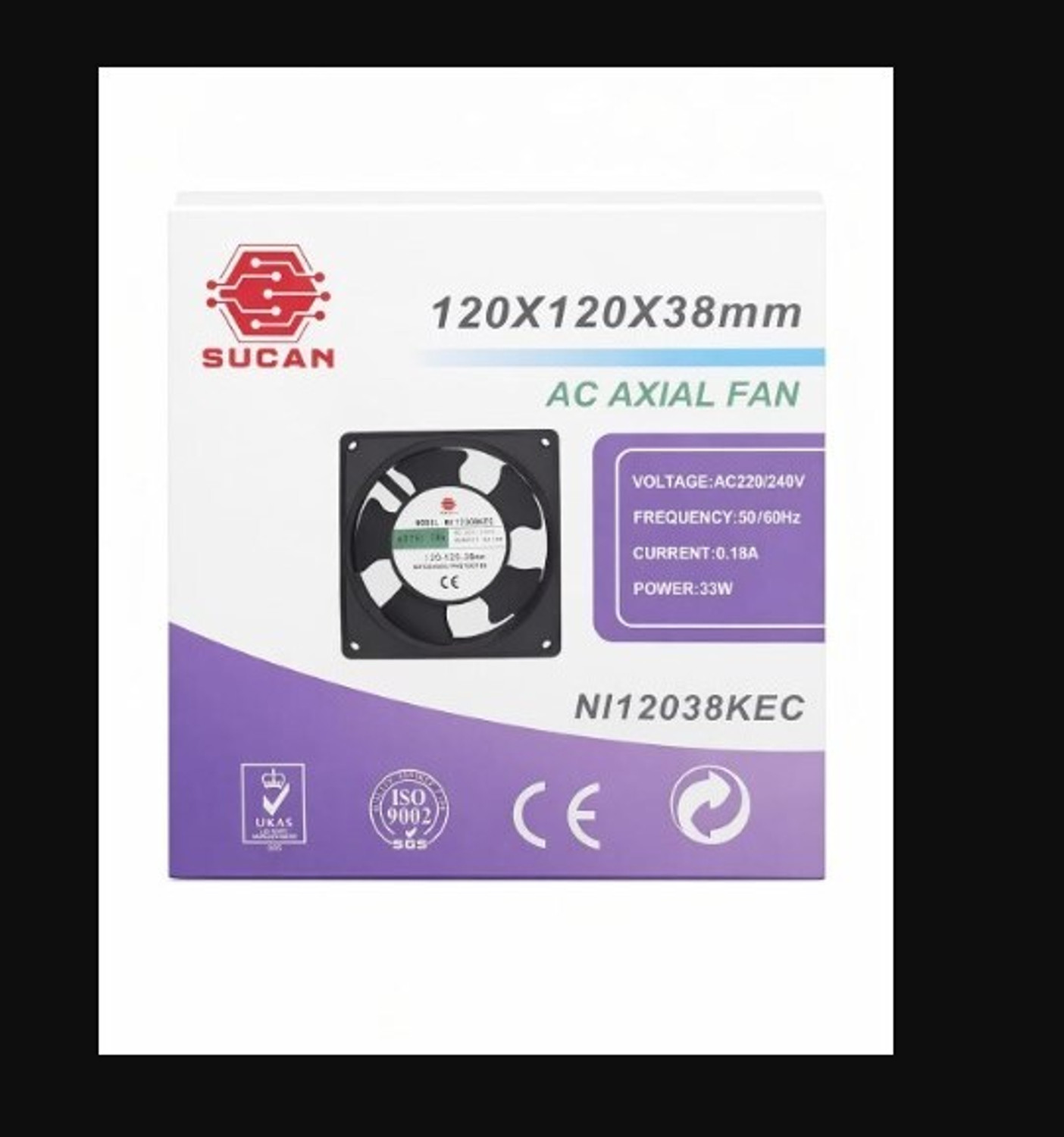 Image of PMW Sucan NI12038KEC AC axial fan (120 * 120 * 38mm) with 1 Months Warranty 5 mm Pedestal Fan