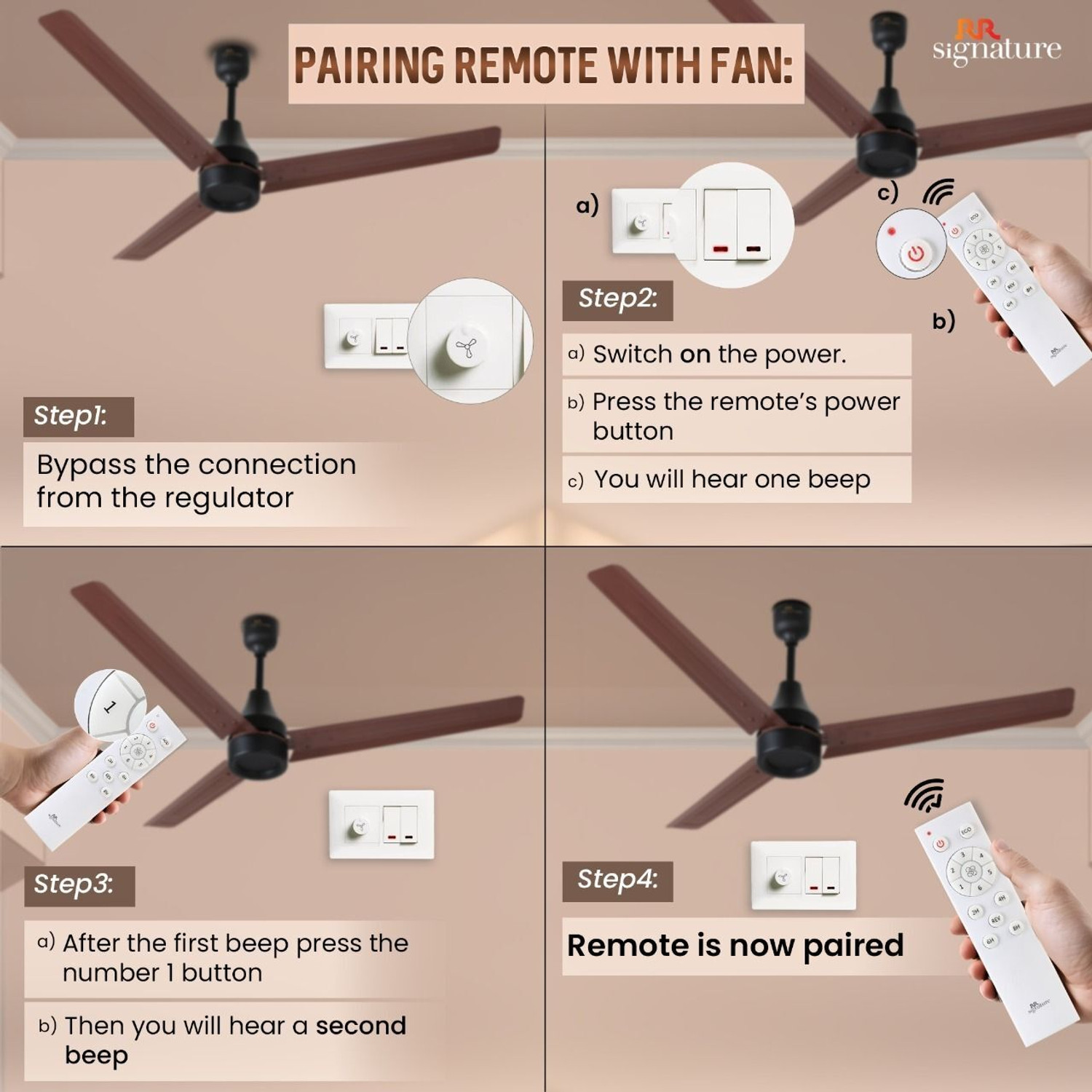 Image of RR Energy Pro Slim with 2 Year Warranty BLDC Motor 1200 mm Ceiling Fan (5 Star | Copper Brown | Pack of 1)