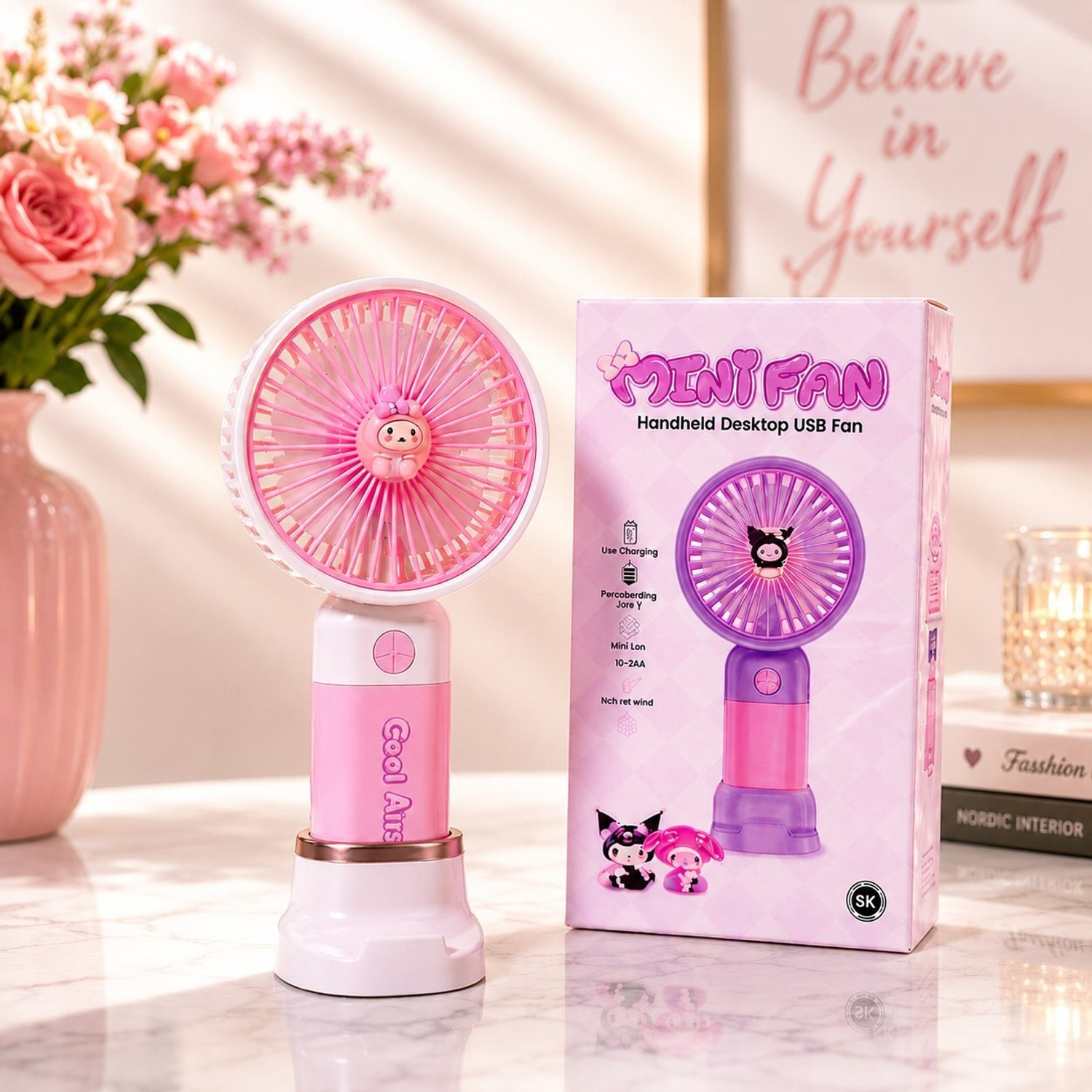 Image of YAKUNOX Mini Fan for Personal Use USB Rechargeable Cooling Fan Random Colour Anti Dust 90 mm Table Fan