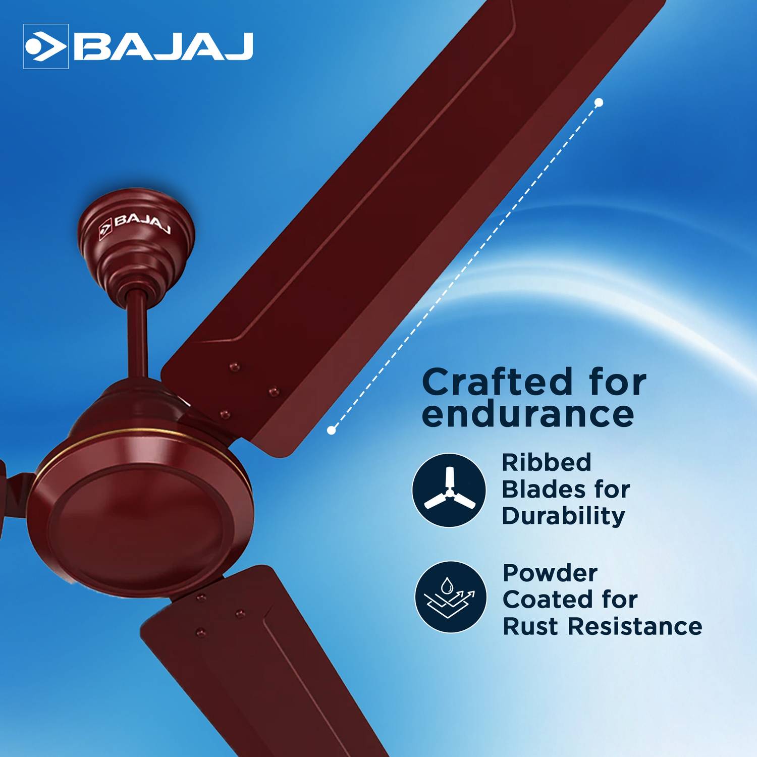 BAJAJ Crest Turbo 1200mm Brown Ceiling Fan - Image 5