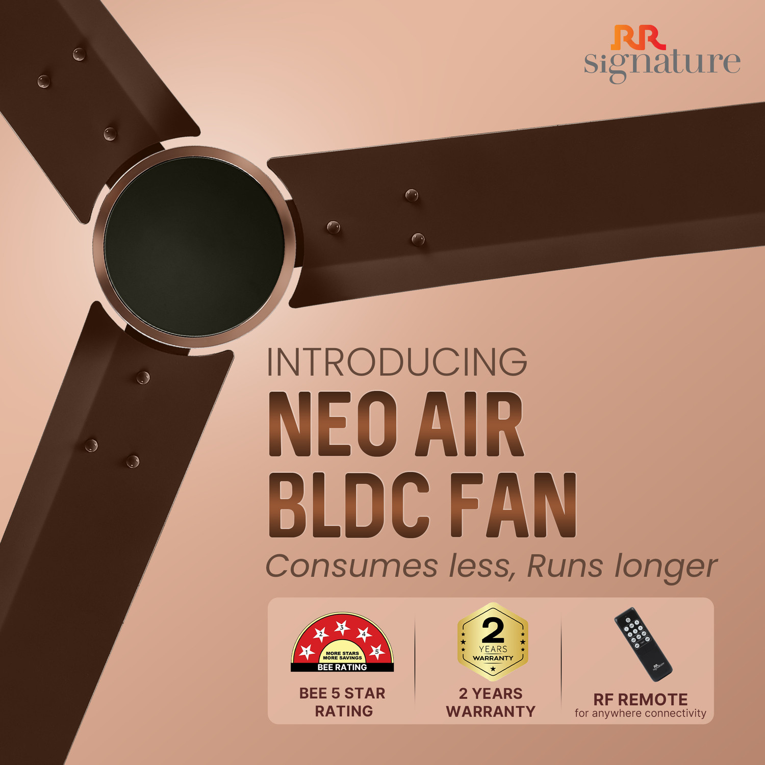 Image of RR NeoAir BLDC with 2 Year Warranty BLDC Motor 1200 mm Ceiling Fan