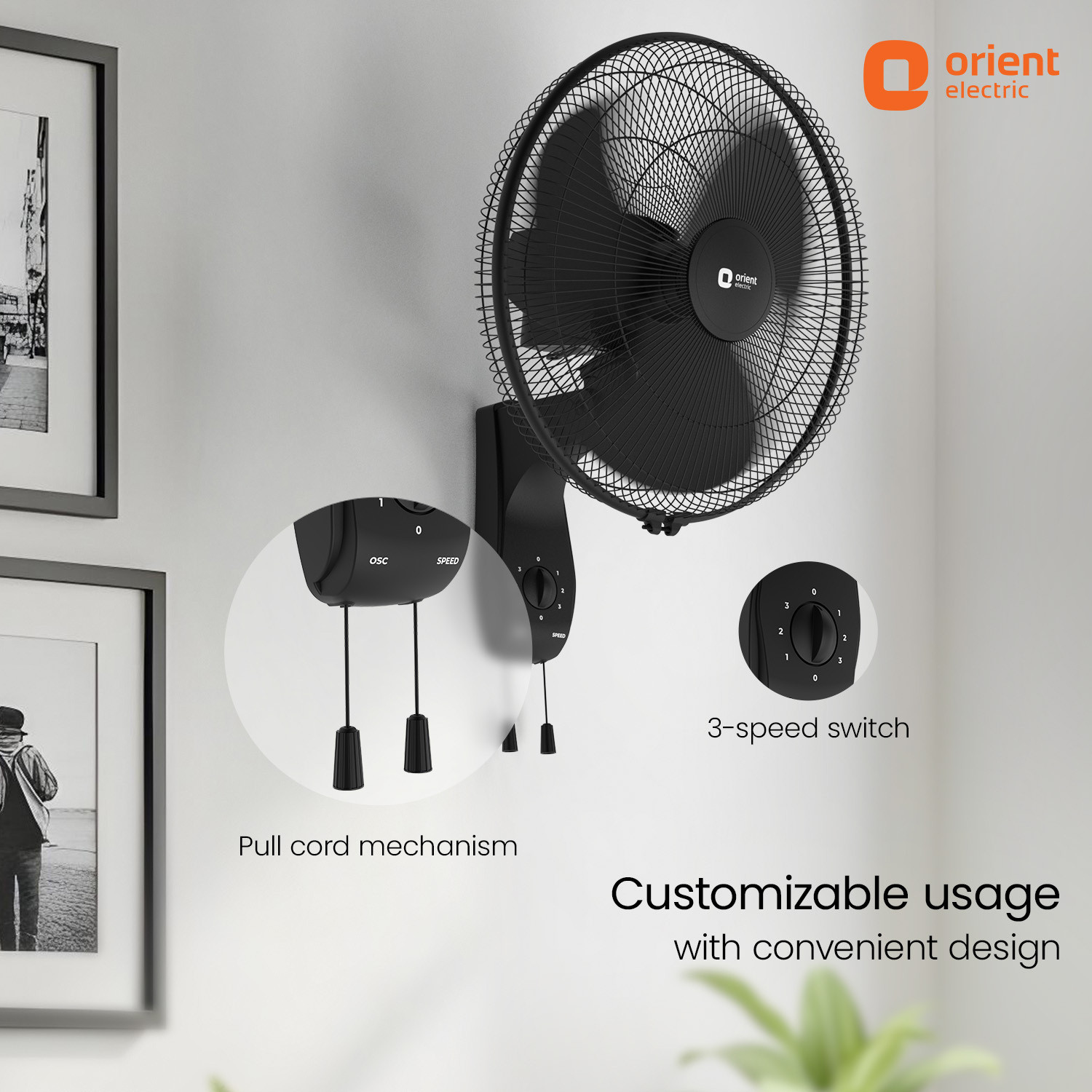 Image of Orient Electric Wall 97 |100% Copper Motor|Superior Air Delivery |3 Speed | Military Grade Guard with 2 Year Warranty Ultra High Speed 400 mm Wall Fan