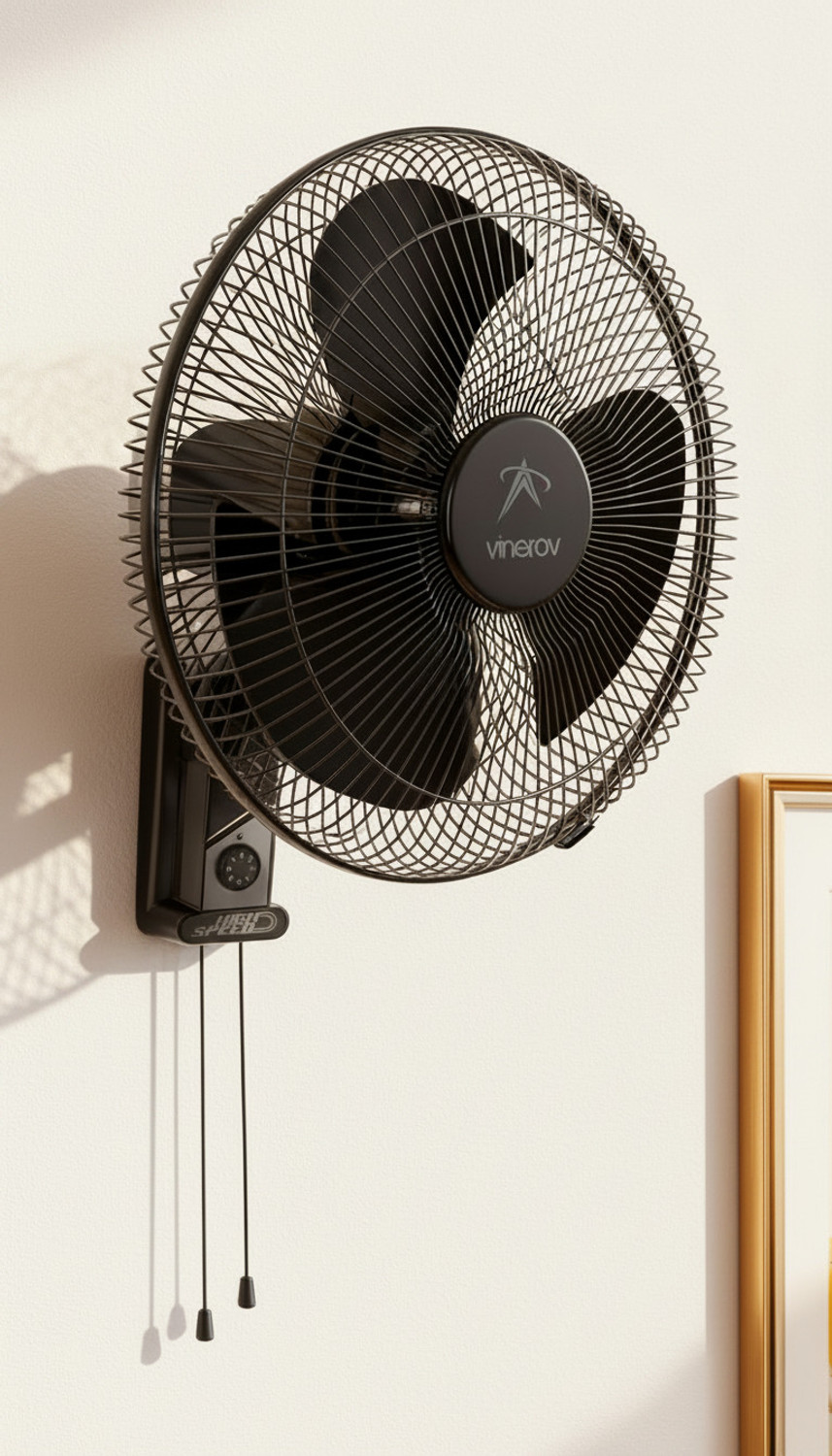 Image of Vinerov Turbo 16 inch HS | 2000+ RPM| 90 Oscillation | Double Rope | Home, Office & Outdoor with 1 Year Warranty Ultra High Speed 400 mm Wall Fan