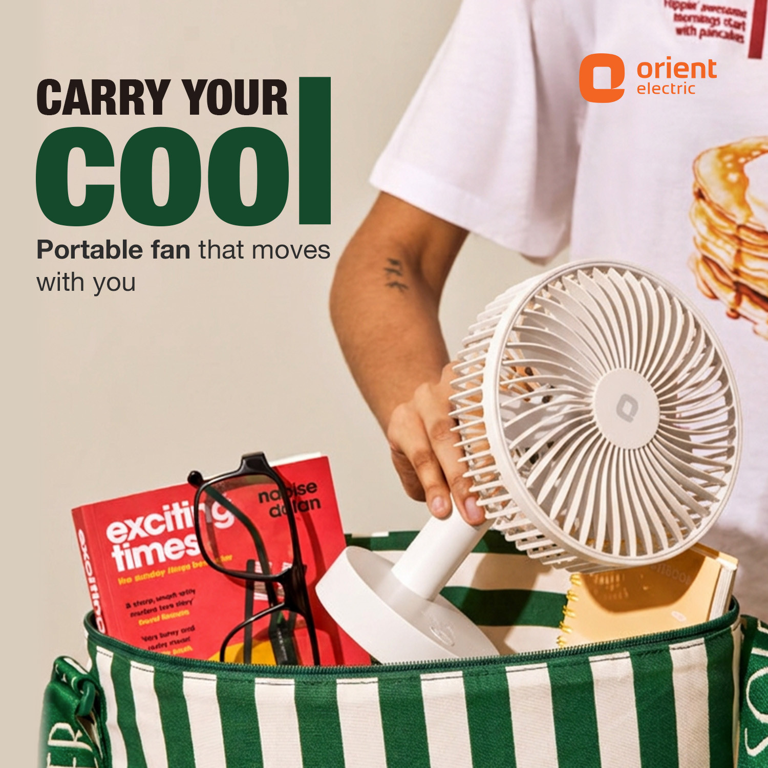 Image of Orient Electric Elfie | Rechargeable Compact Mini Personal Fan | USB Type-C Charging with 1 Year Warranty Silent Operation 127 mm Table Fan