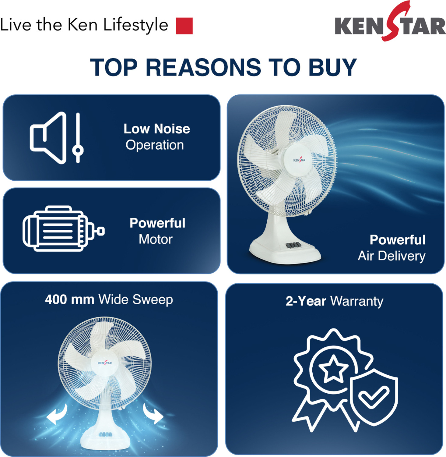 Image of Kenstar BreezeX T Normal Speed with 1 Year Warranty 400 mm Table Fan