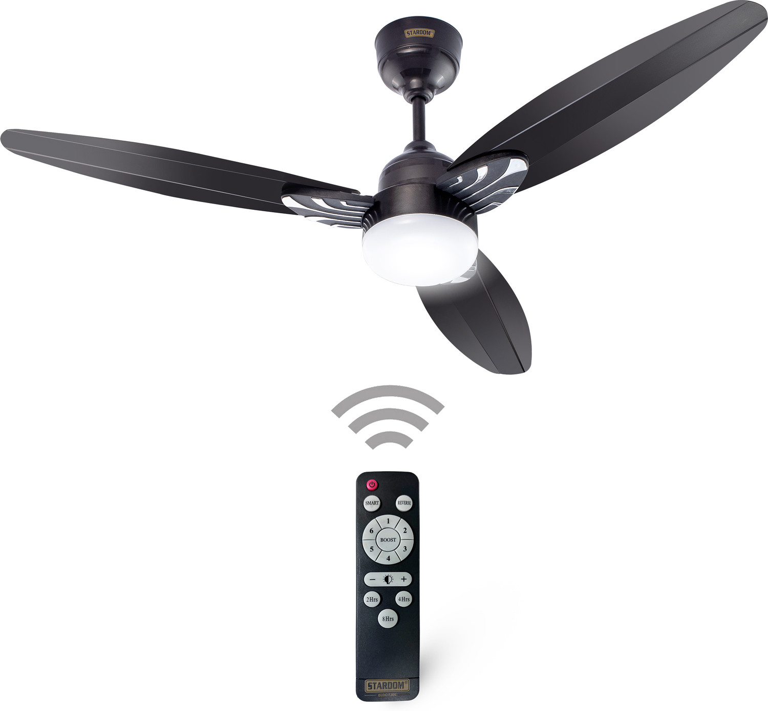 Image of Stardom COSMO 3 BLADE WITH LED LIGHT-SB with 60 Months Warranty Anti Dust, BLDC Motor, BLDC Motor with Remote, High Air Delivery 1200 mm Ceiling Fan (5 Star | Black | Pack of 1)