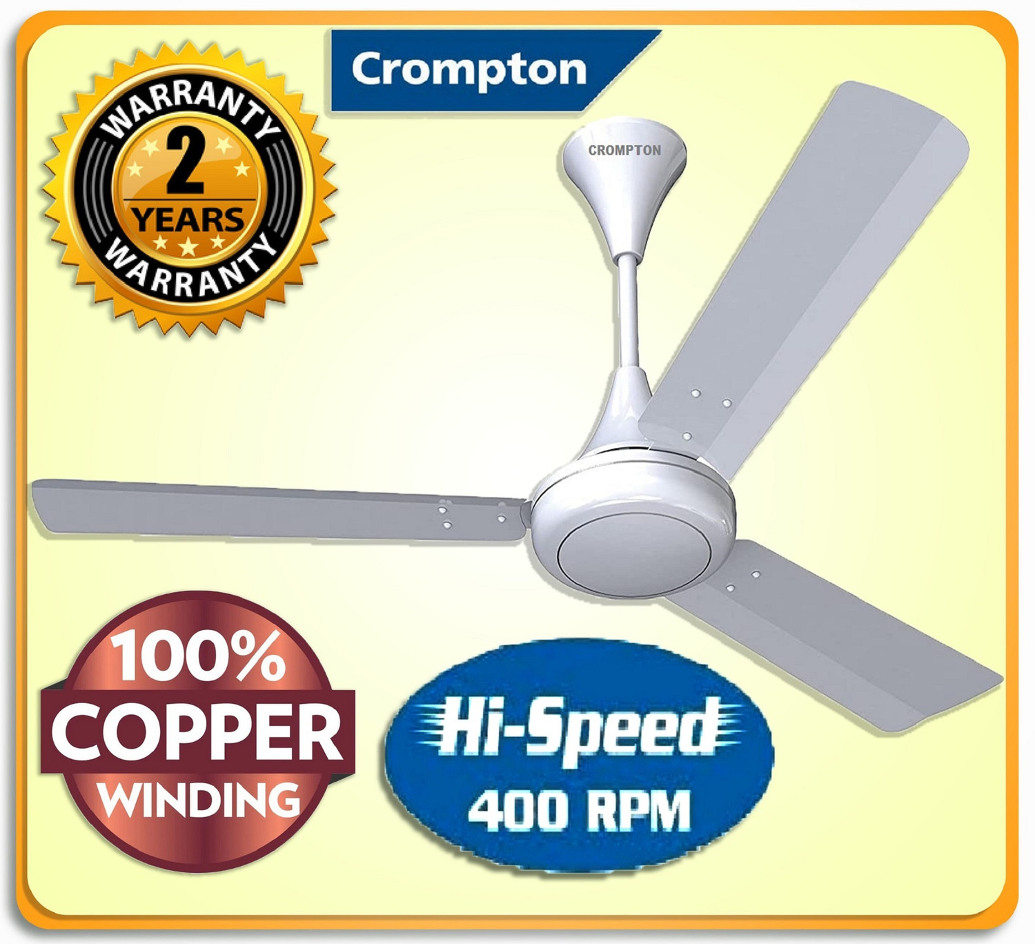 Image of Crompton SUREBREEZE 400 RPM HS Plus Super HIGH SPEED 100% COPPER MOTOR LONGER LIFE 203 with 24 Months Warranty Energy Saving 1200 mm Ceiling Fan