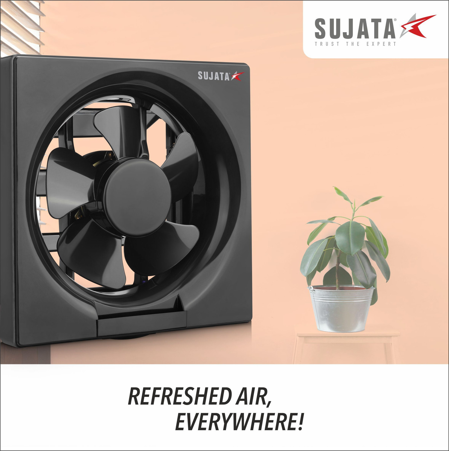 Image of SUJATA Woosh EPB81 Exhaust Fan 10 Inch | High Suction | Copper Winding |Ventilation Fan with 2 Year Warranty High Air Delivery, Silent Operation 250 mm Exhaust Fan